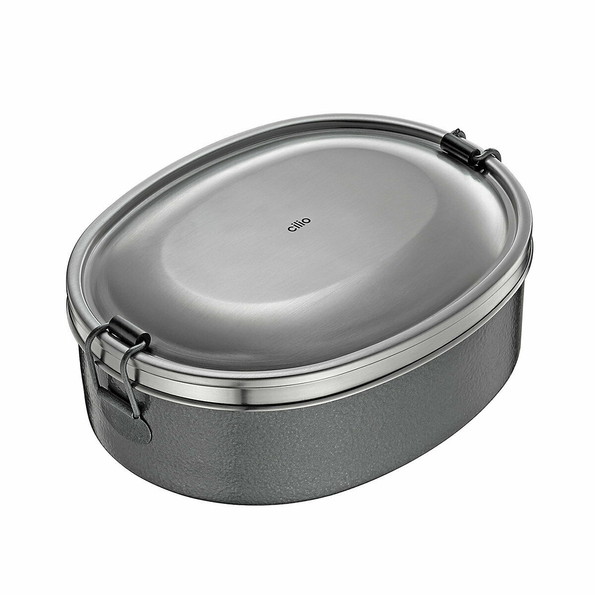 lunchbox edelstahl oval 1l mit deckel silikondichtung metallverschluss Oval geformte Brotdose mit Deckel  Dichtung und seitlichen Metallverschlüssen