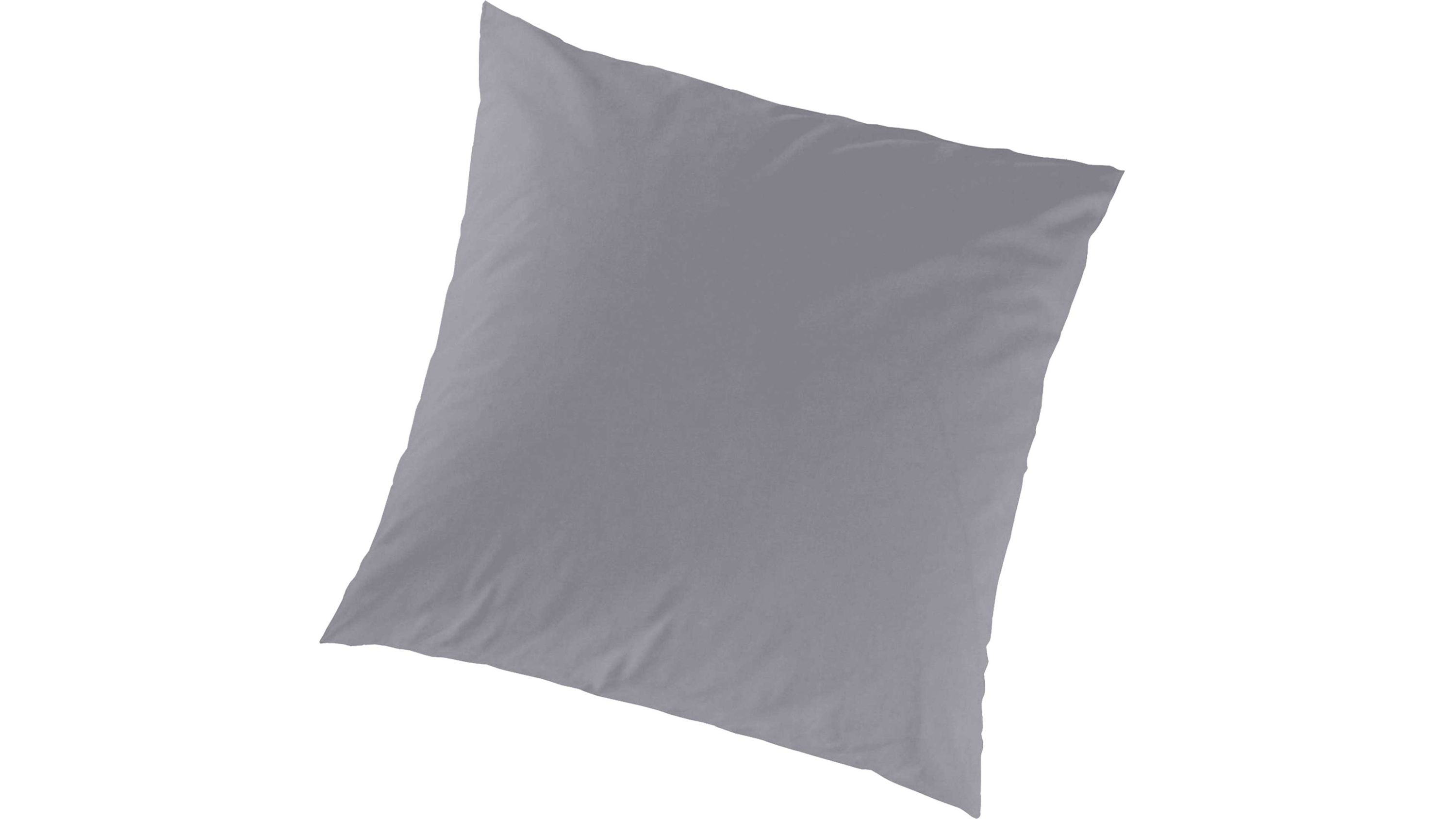 Grauer quadratischer Kopfkissenbezug Quadratischer Kopfkissenbezug in grauer Farbe aus glattem Stoff