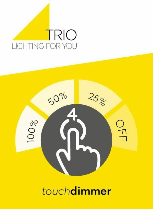 Verpackung der Trio Tischleuchte mit Bild der runden Leuchte aus Glas und Nickel matt  30?cm  LED 4?W  230?V
