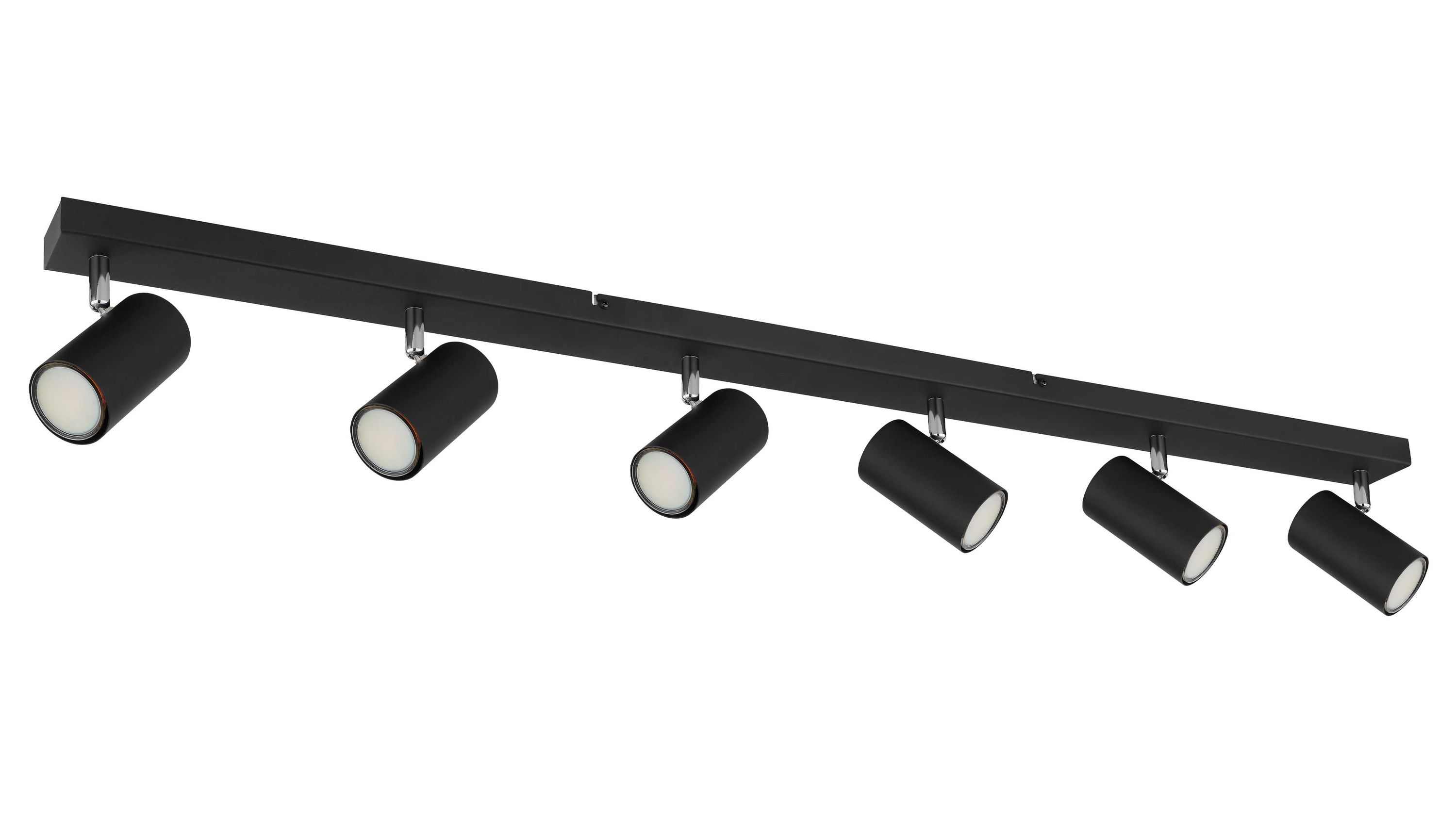 GLOBO Deckenstrahler Robby Mattschwarz - sechs Spots, Länge ca. 115 cm