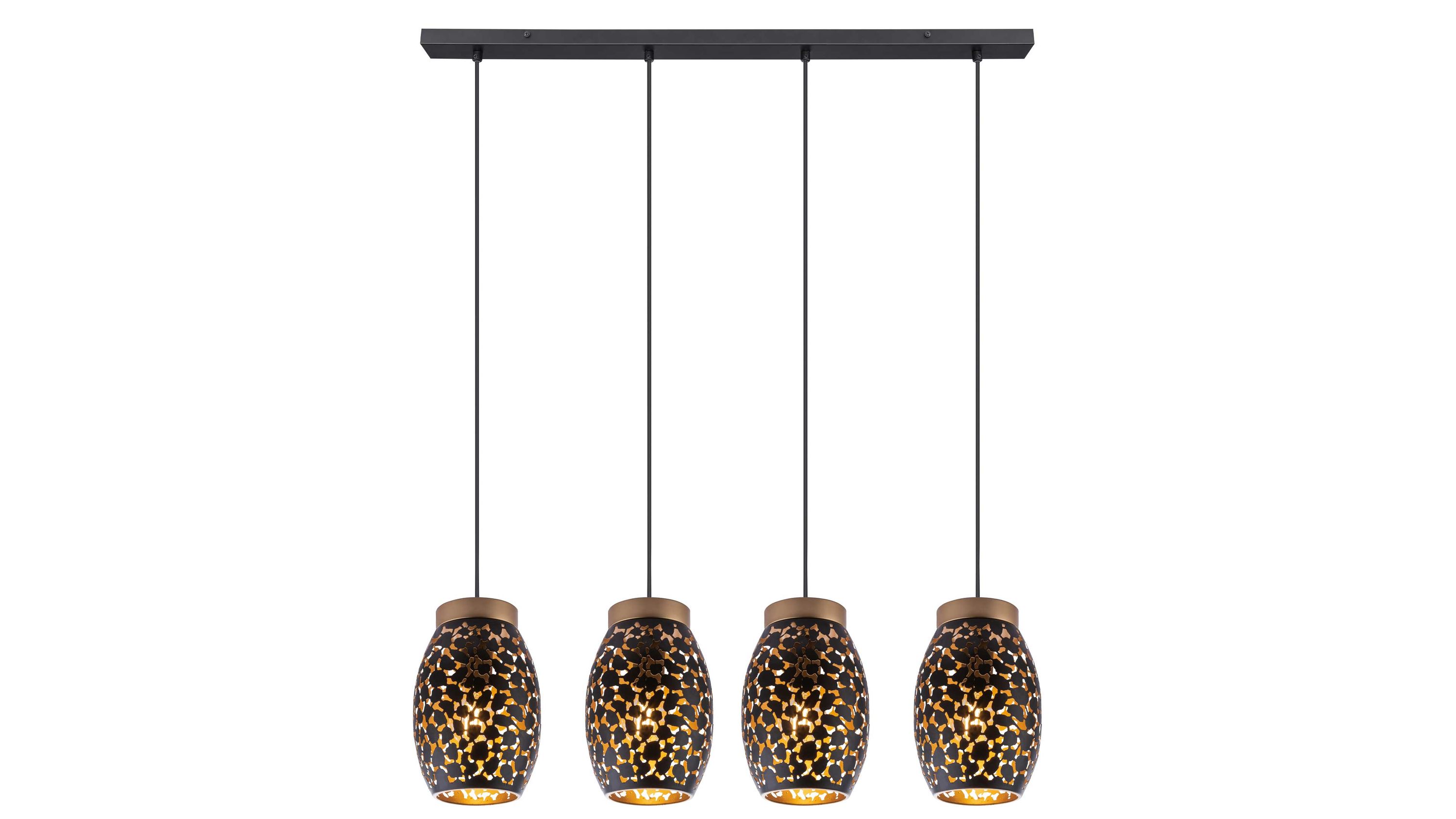 GLOBO Hängelampe Narri mattschwarzes & goldfarbenes Metall  Länge ca. 90 cm