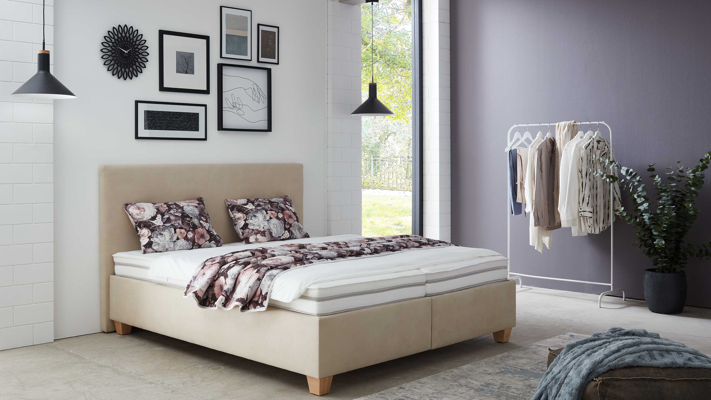 Comfortmaster Dreamplace 2.0 - Polsterbett 0300 naturfarbene Mikrofaser Felina 532000  Liegefläche ca. 180 x 200 cm