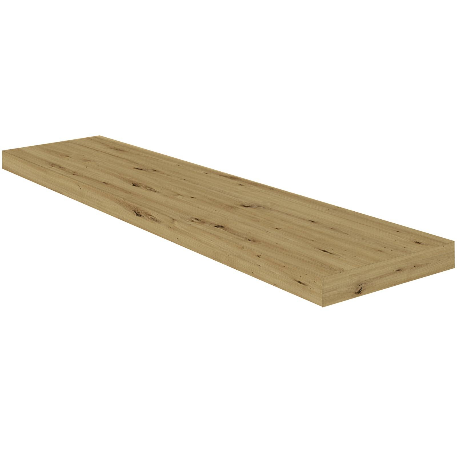 Glatte Holzplanke Glatte Holzplanke mit sichtbarer Maserung, freigestellt vor weißem Hintergrund, frontal leicht von oben fotografiert
