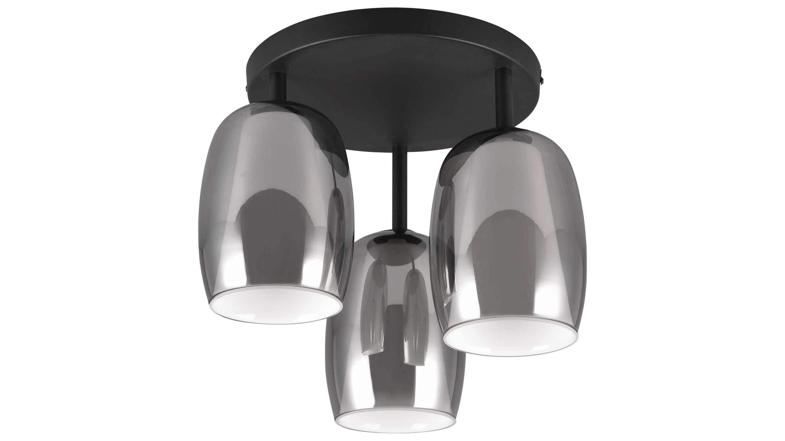 TRIO Leuchten Serie Barret - Deckenlampe Rauchglas & weißes Glas - Durchmesser ca. 36 cm