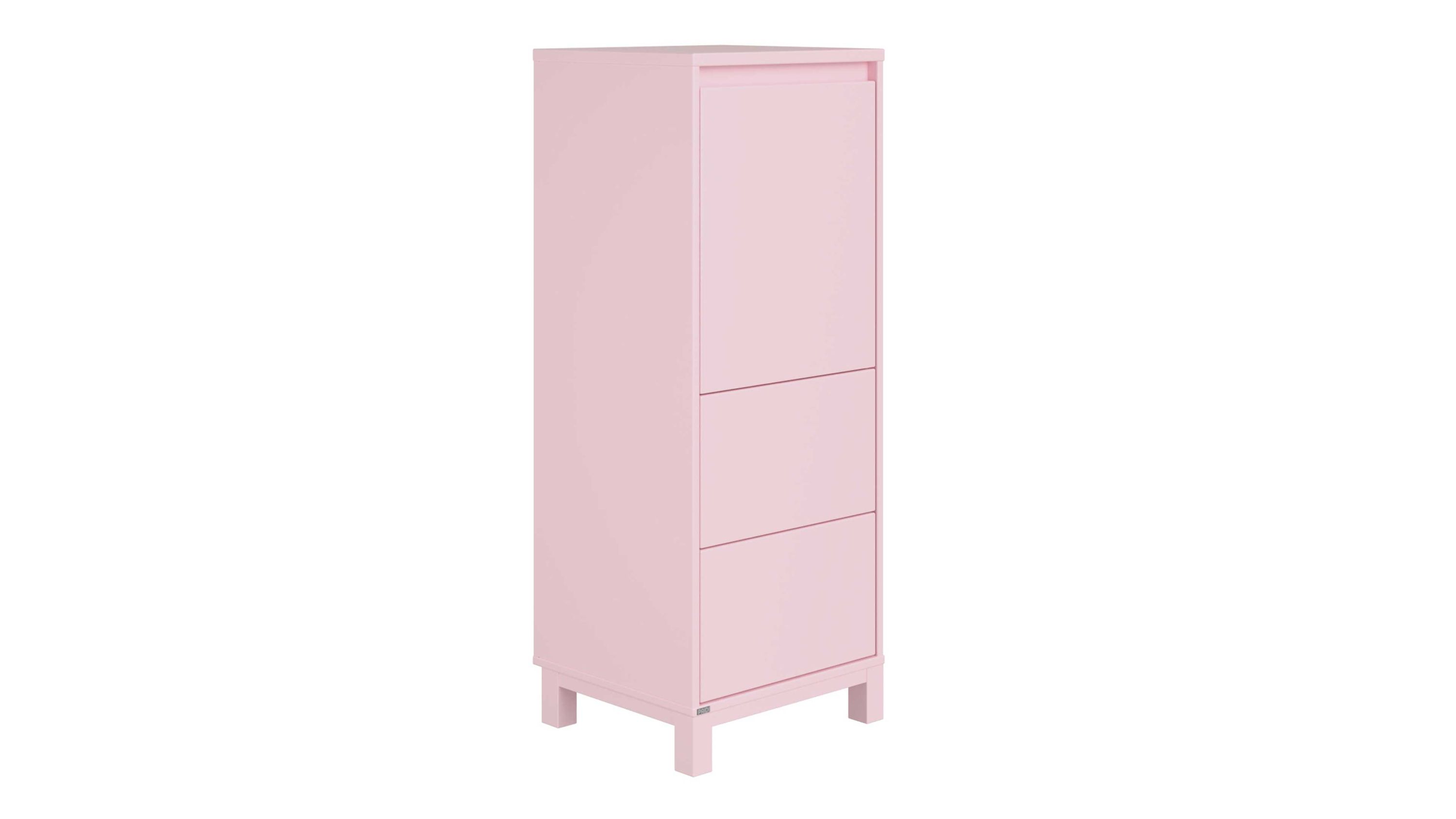 Hohes rechteckiges Highboard mit drei Türen in rosa Farbe
