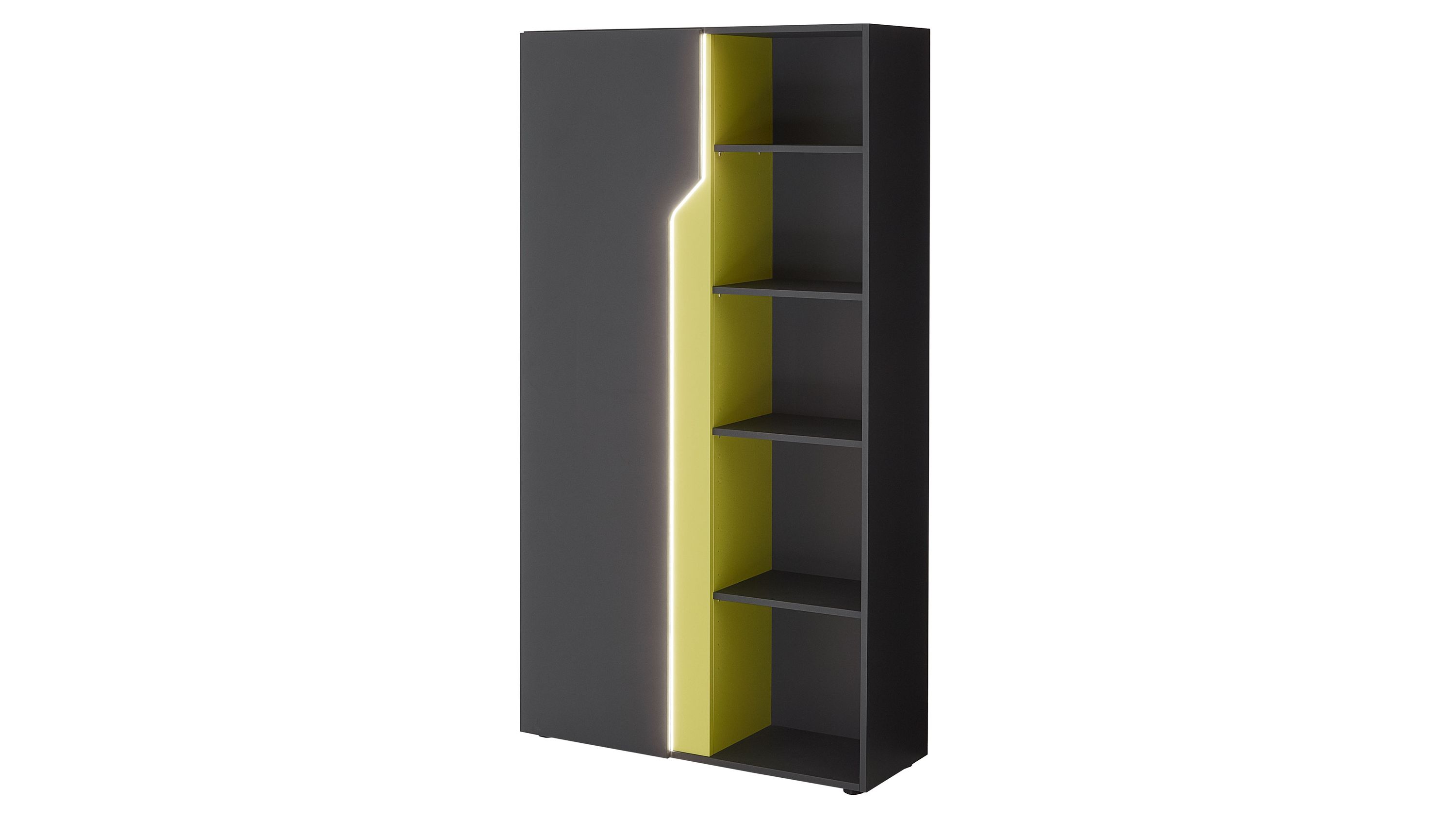 Jugendzimmer Serie ZE 1 - Schrank-Regal-Kombination Schiefergrau & Apfelgrün - ca. 100 x 202 cm