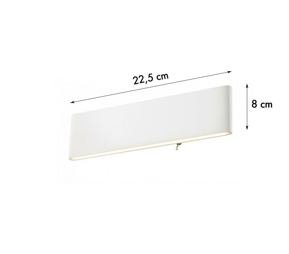 Skizze der Weißen  rechteckige Deckenleuchte aus Metall mit 53 5 cm Länge und 8 cm Höhe  modernes längliches Design