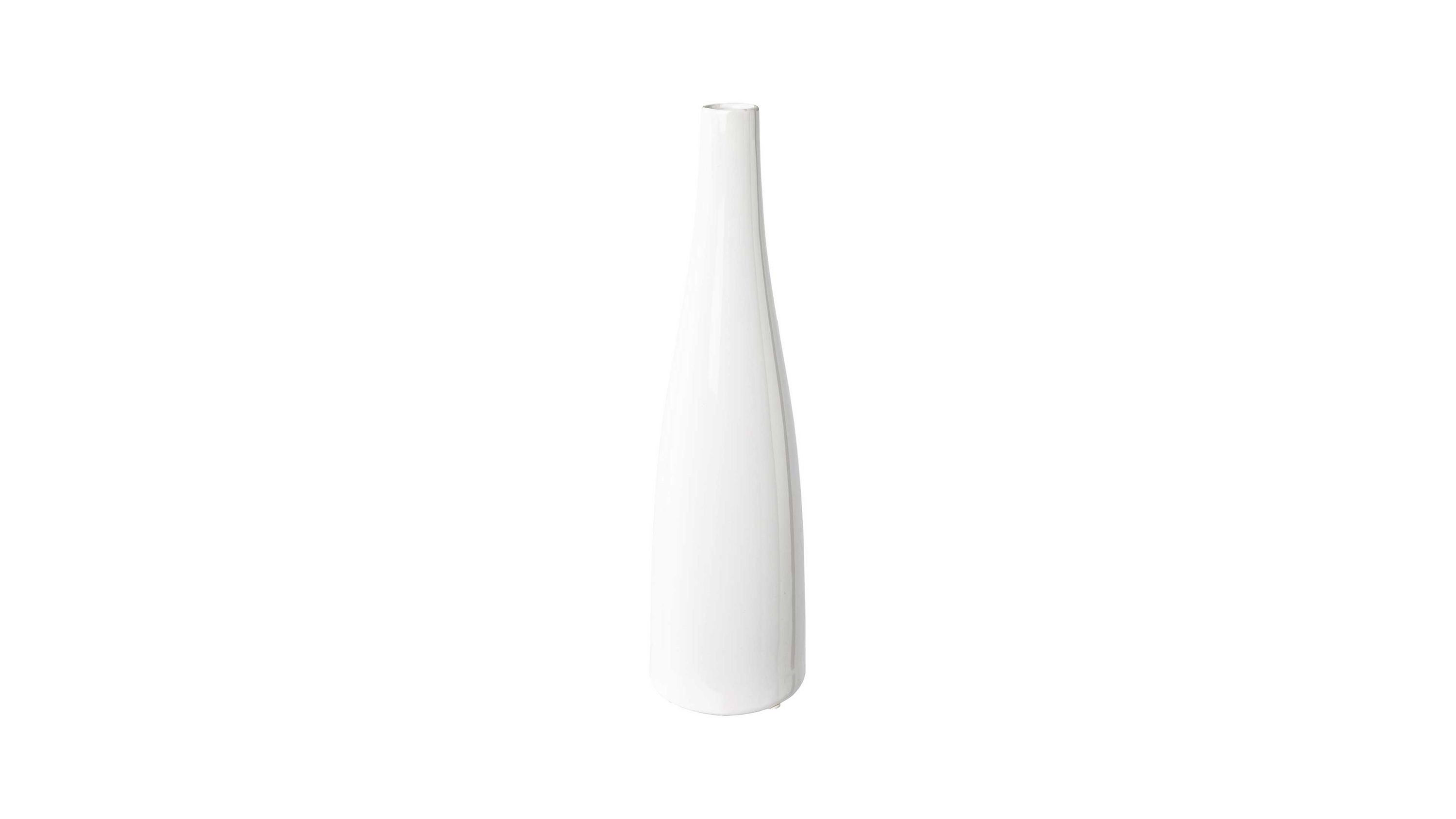 Weiße schlanke Vase mit schmalem Hals Schlanke weiße Vase mit schmalem Hals und glatter Oberfläche