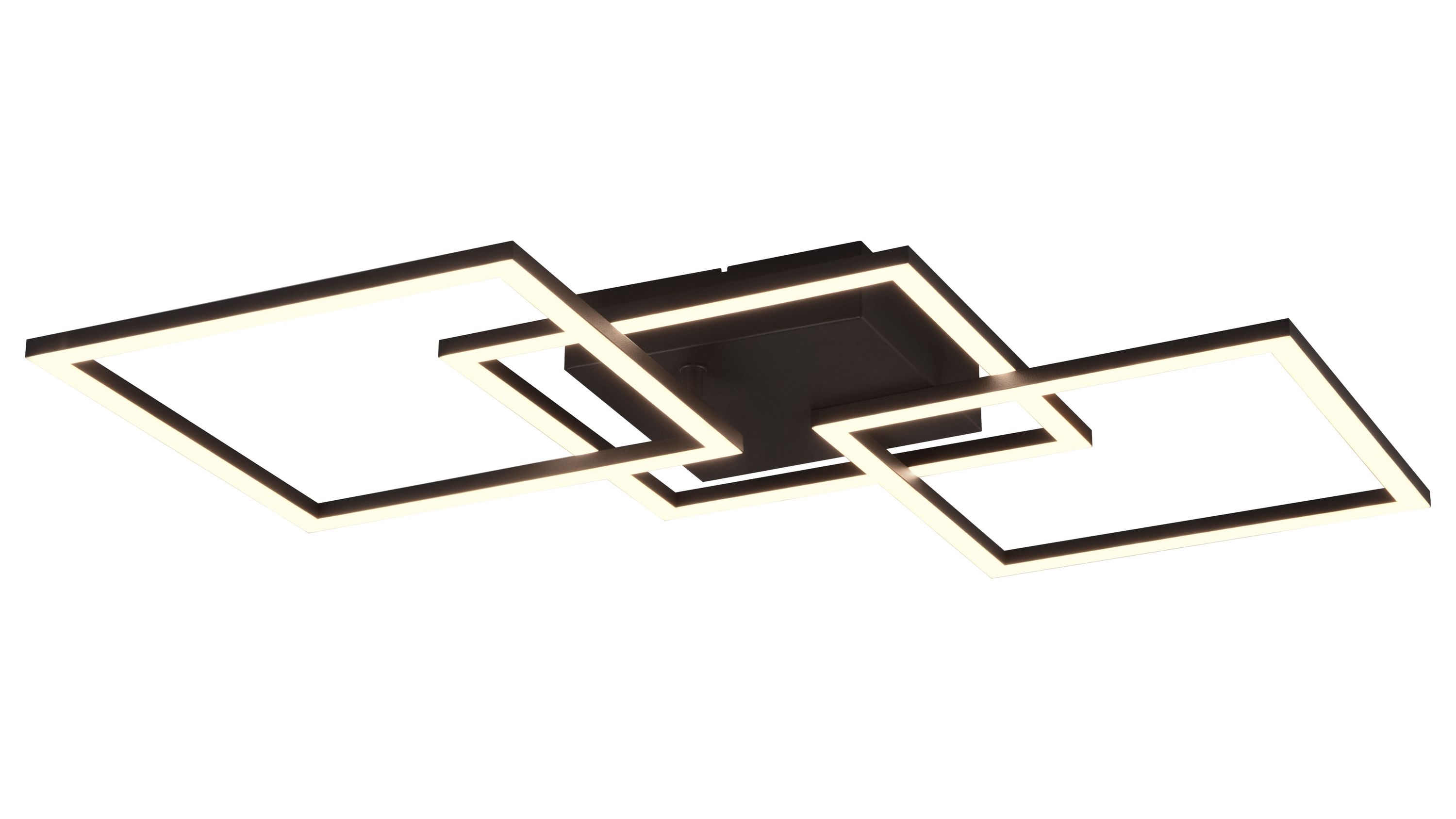 Deckenlampe mit drei leuchtenden quadratischen Rahmen aus schwarzem Metall
