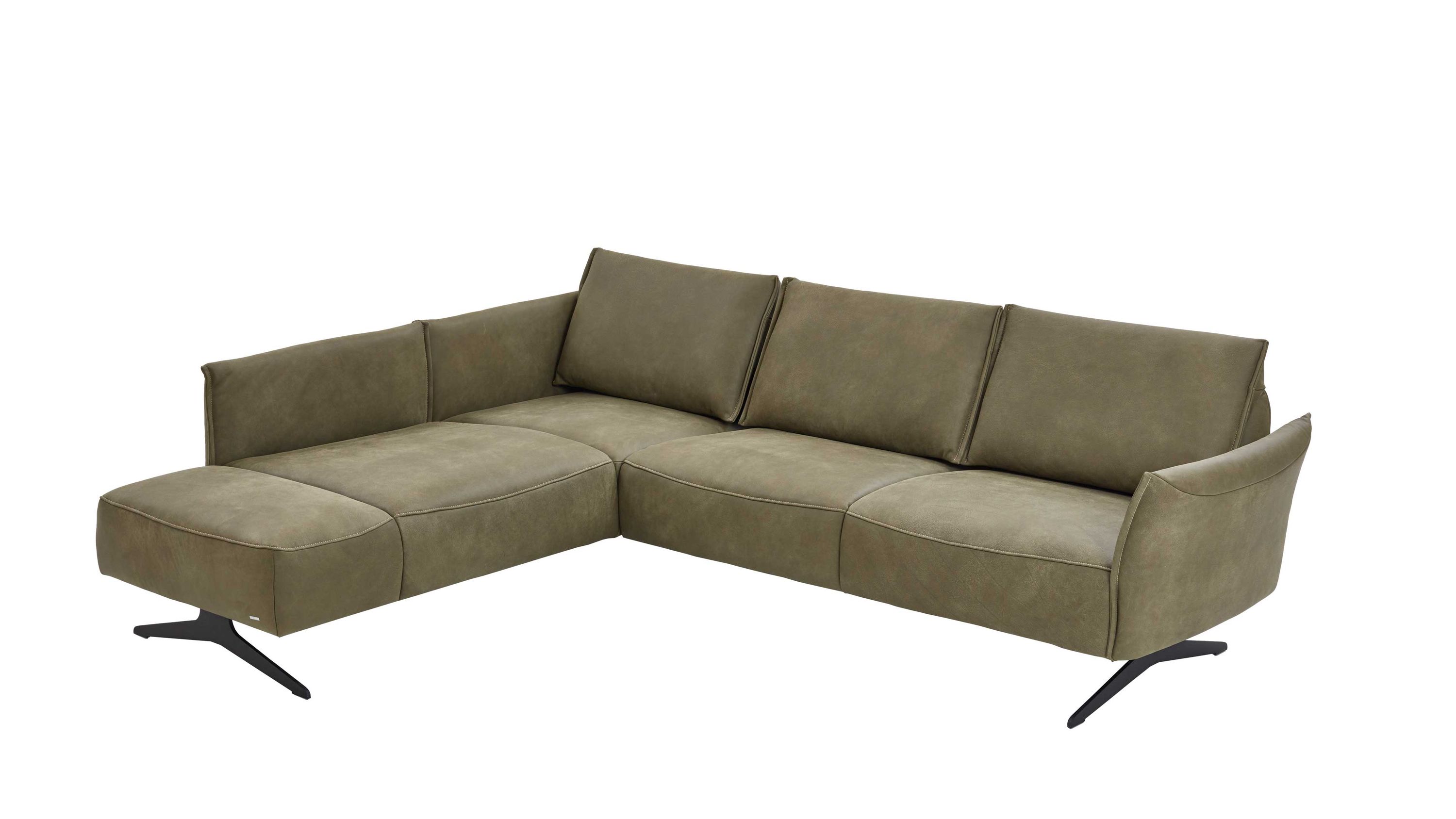 KOINOR Polsterecke Vineto grüner Lederbezug India & Schwertkufen - ca. 207 x 272 cm