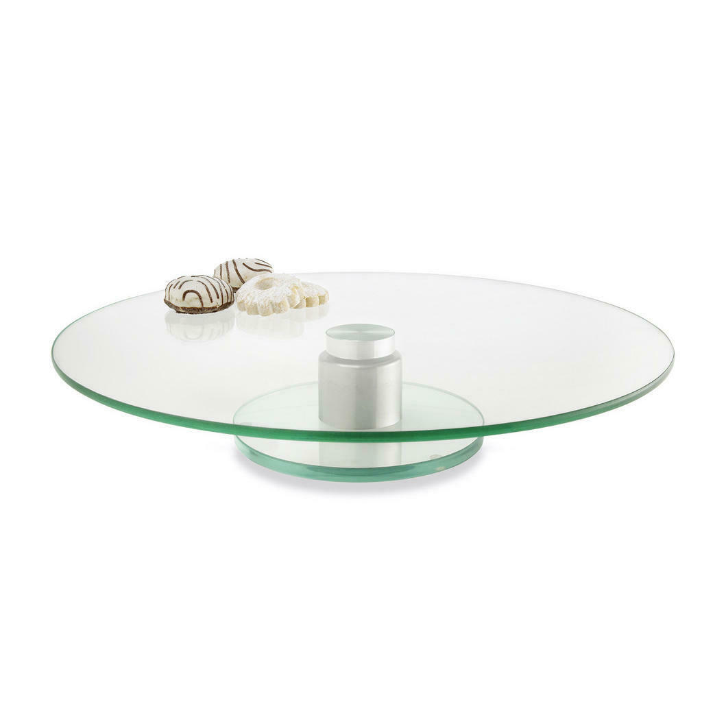 Leonardo Tortenplatte Turn aus Glas mit Metallfuß  seitlich fotografiert  freigestellt vor weißem Hintergrund