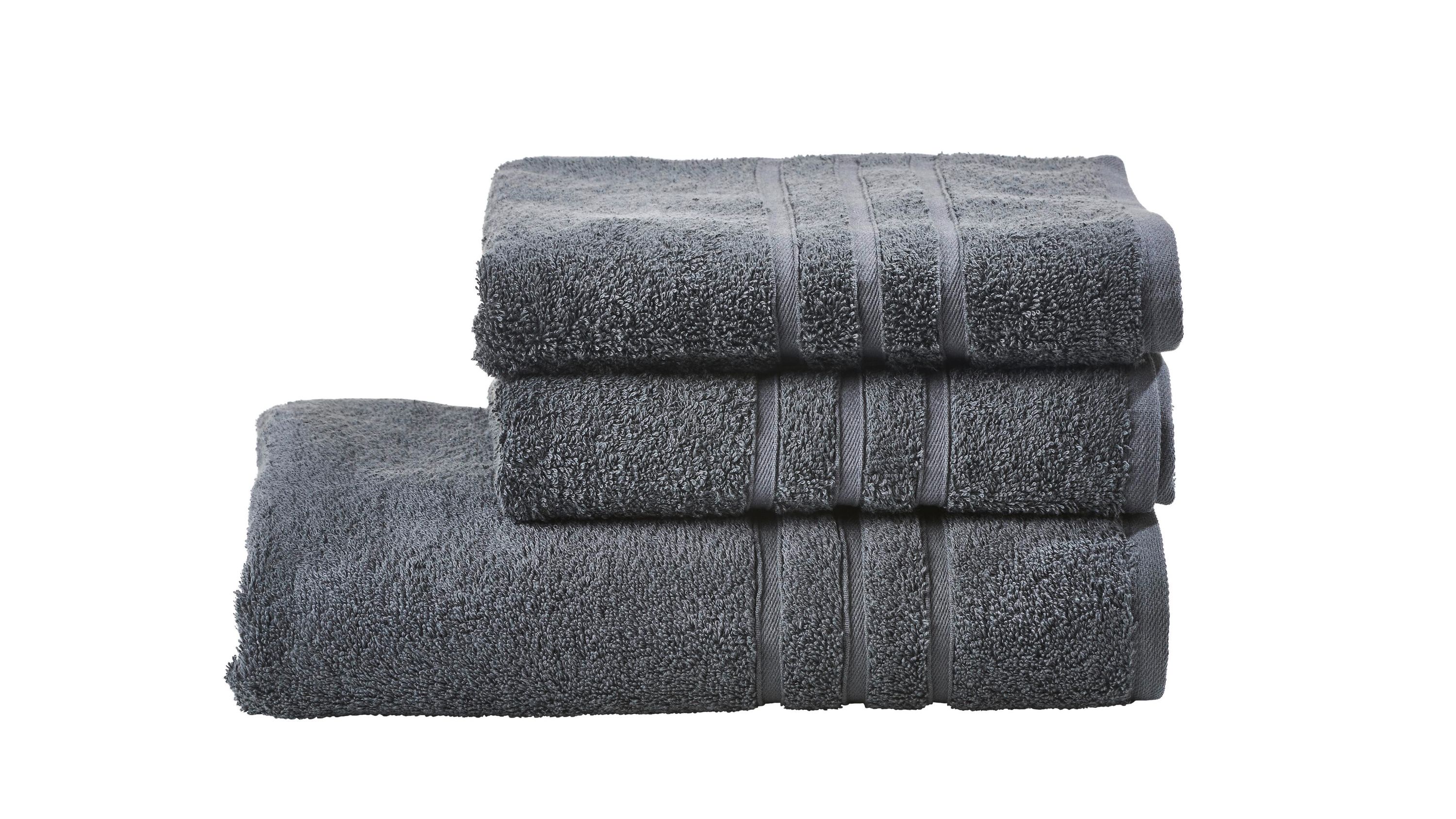 Dreiteiliges Handtuch-Set in anthrazit mit drei Streifen als Muster