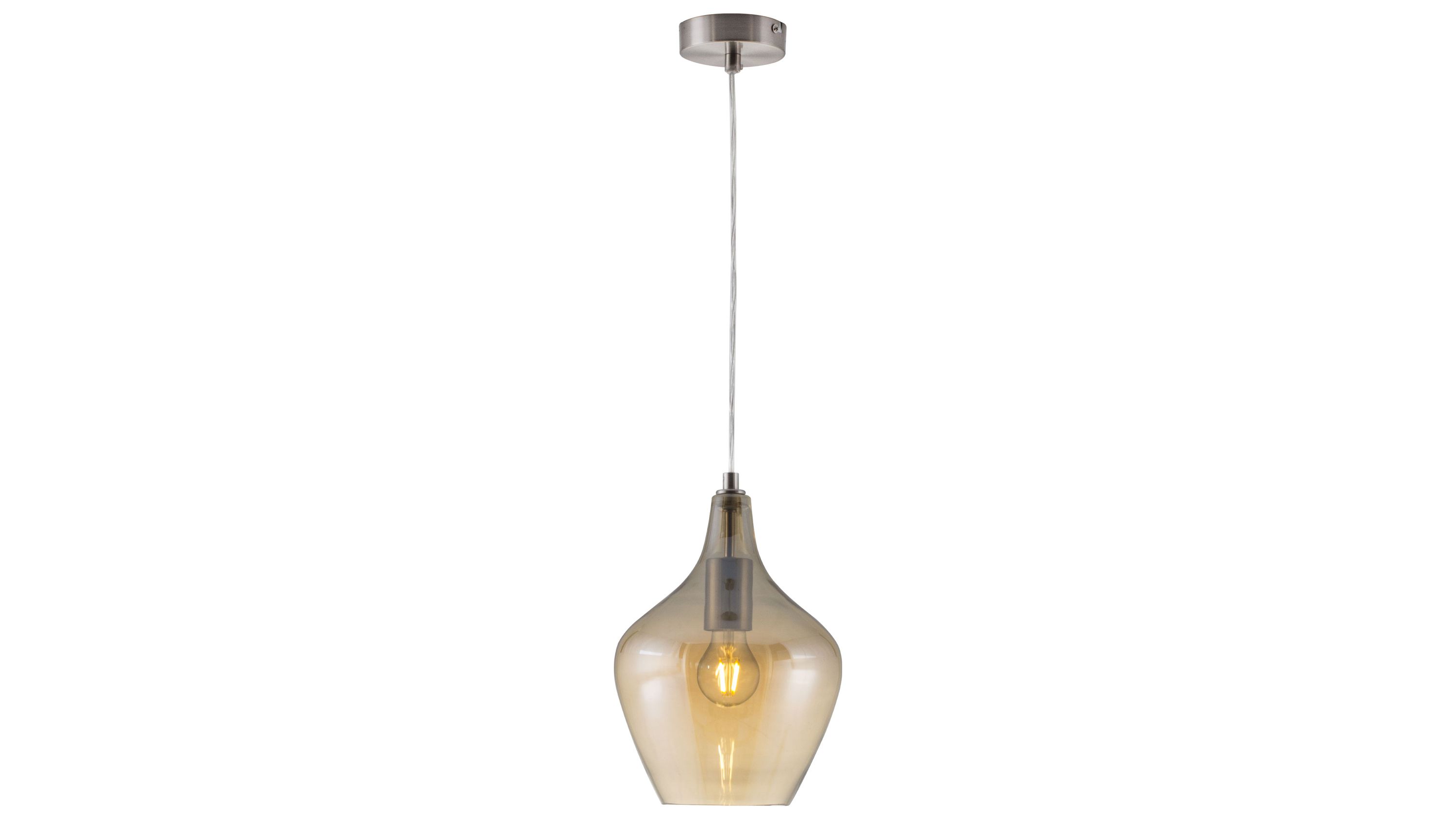 GLOBO Hängelampe Paso amberfarbenes Glas & Nickel  Durchmesser ca. 22 cm
