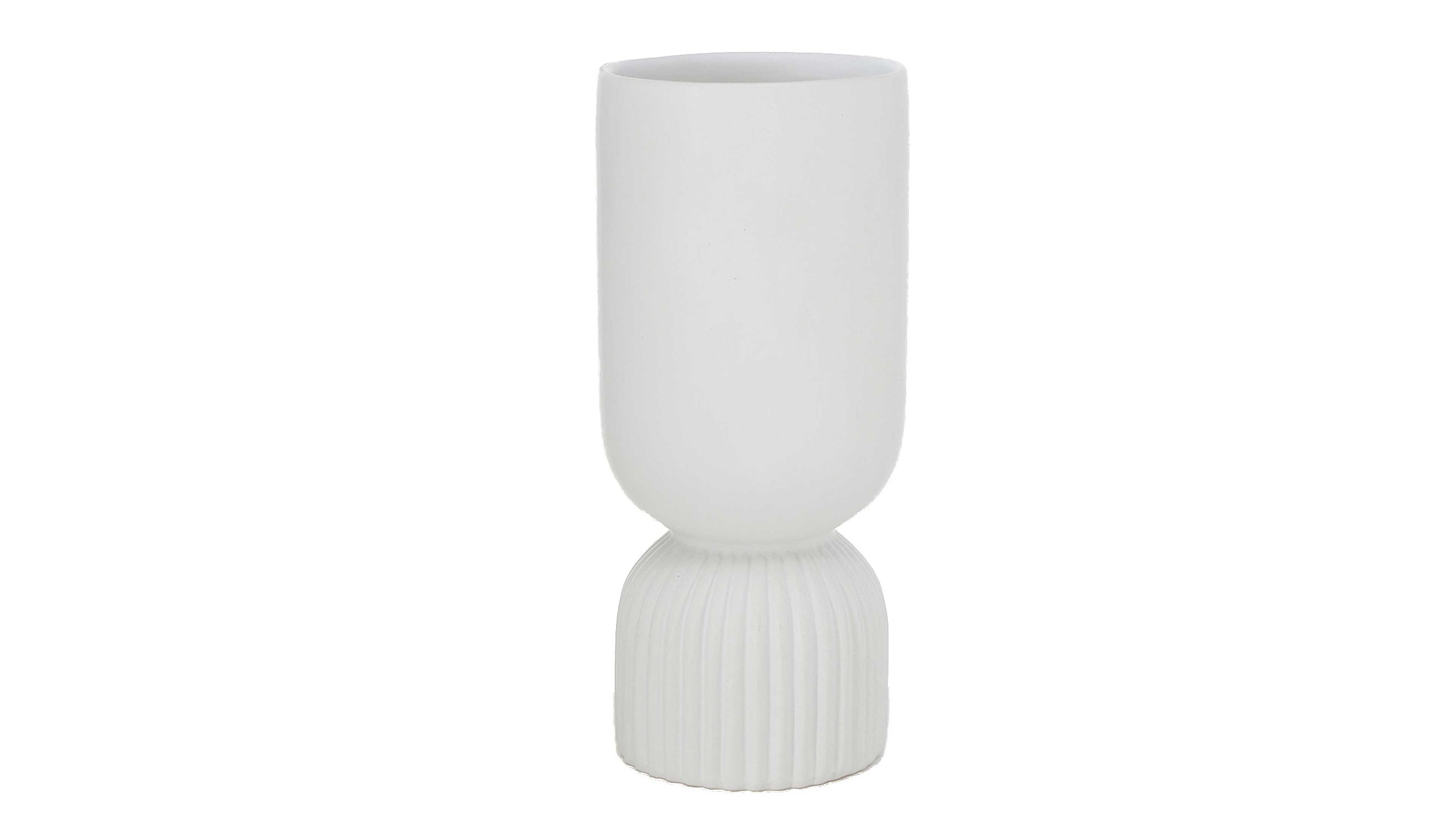 Vase Gino geriffelter Fuß - weißes Dolomit, Höhe ca. 23 cm