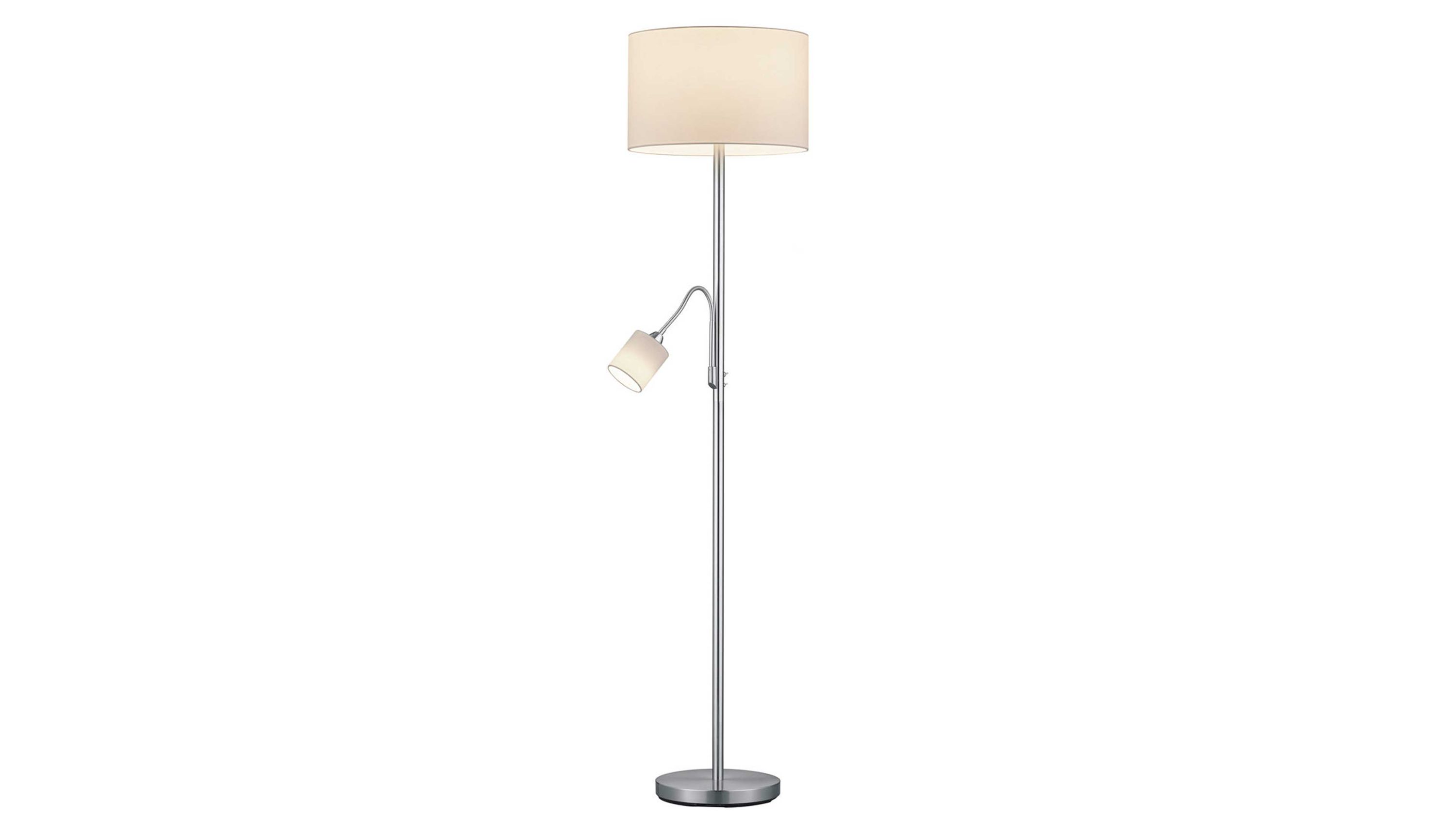 Trio Stehlampe Hotel Nickel matt & Stoff  Höhe ca. 170 cm