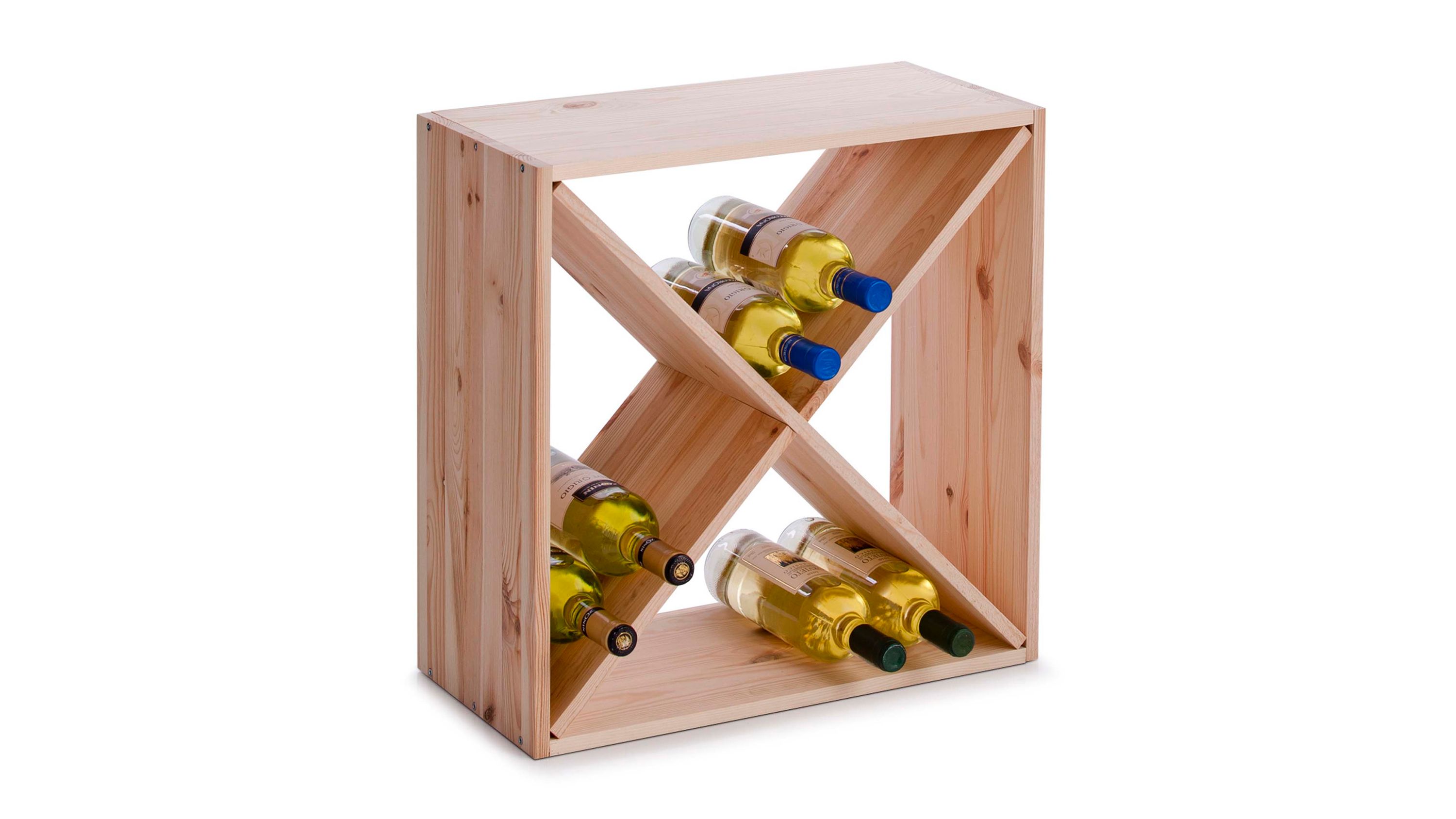 Weinregal bzw. Flaschenregal unbehandeltes Kiefernholz - ca. 52 x 52 cm