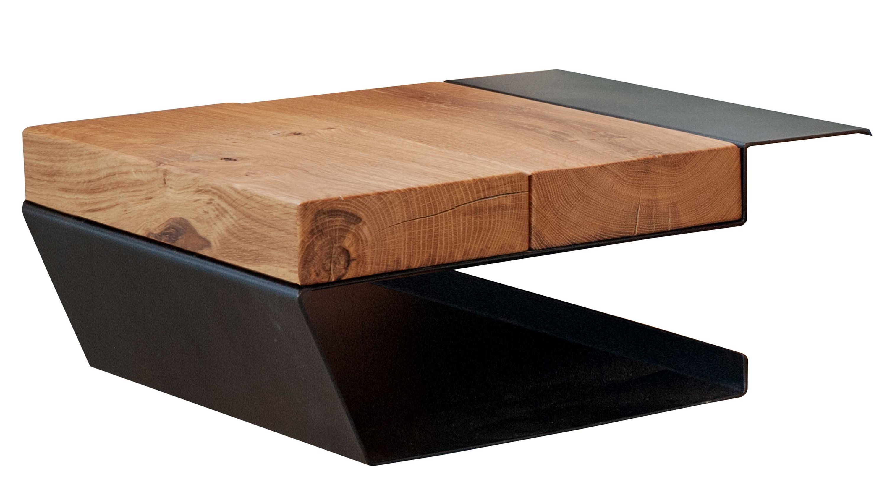 Hängekonsole mit Holzplatte und Metallrahmen Hängekonsole mit rechteckiger Holzplatte in Naturfarbe und schwarzem Metallrahmen