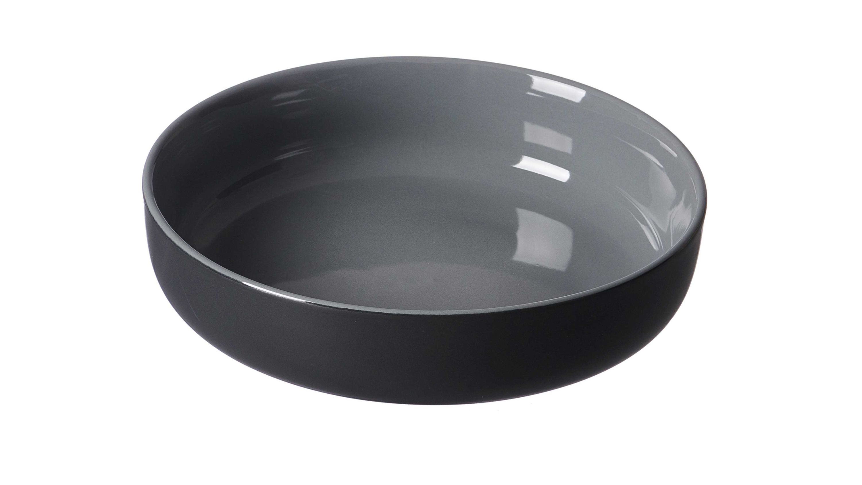 Runde Schale mit glatter Oberfläche in schwarz und grau