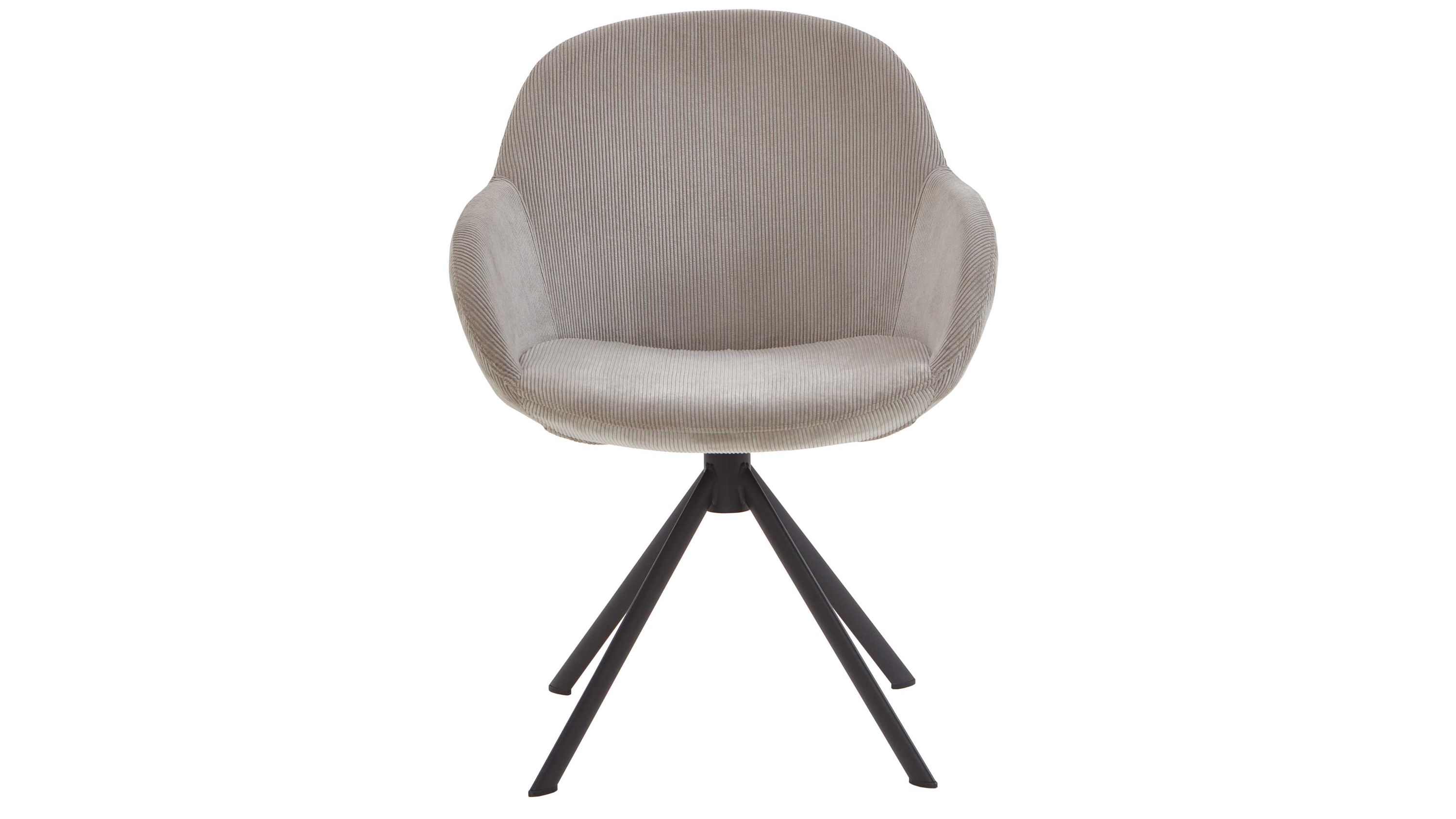 Armlehnstuhl mit Drehfunktion und grauem Bezug Armlehnstuhl mit grauem Stoffbezug und schwarzem Metallgestell mit Drehfunktion