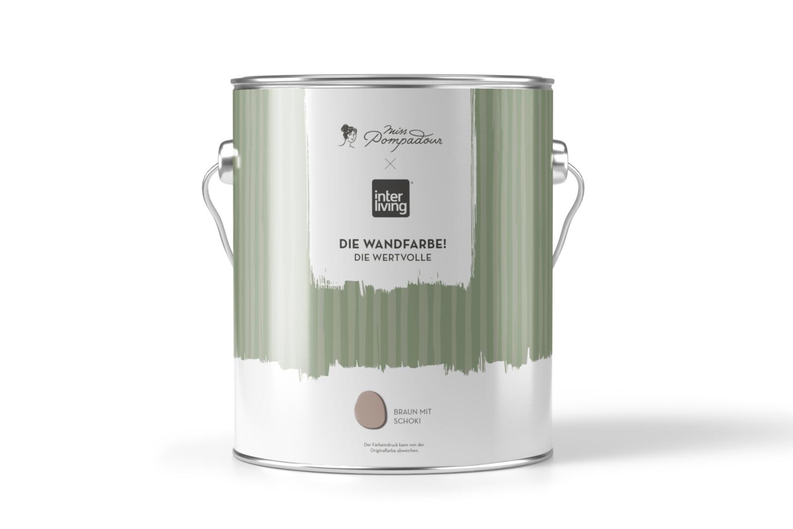 Wandfarbe im Farbeimer interliving x Miss Pompadour Die Wandfarbe Die Wertvolle Farbton Braun mit Schoki