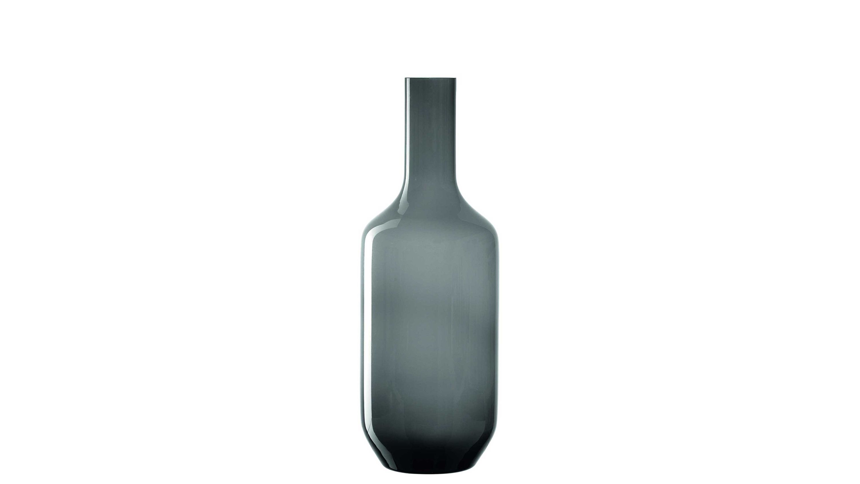 Graue Glasvase mit langem Hals Schmale graue Glasvase mit langem Hals und abgerundetem Boden