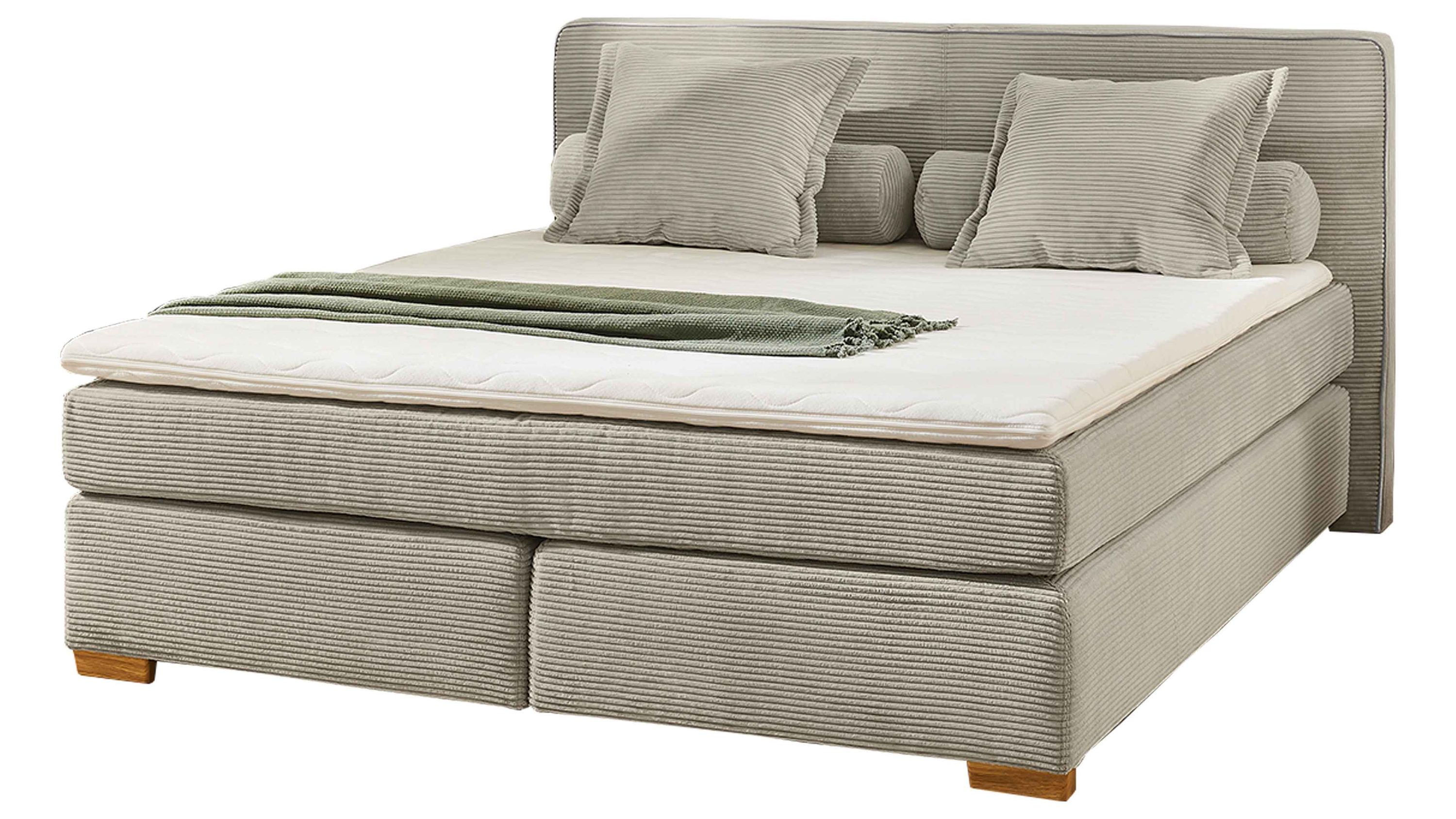 Boxspringbett Romy greiger Cord 426.17 & Holzfüße  Liegefläche ca. 180 x 200 cm