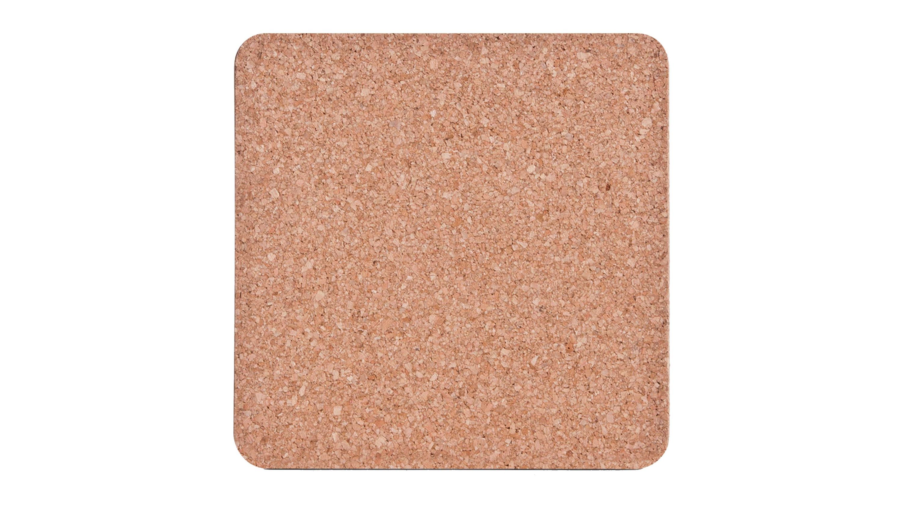 Quadratischer Korkuntersetzer naturfarben Quadratischer Untersetzer aus naturfarbenem Kork mit abgerundeten Ecken