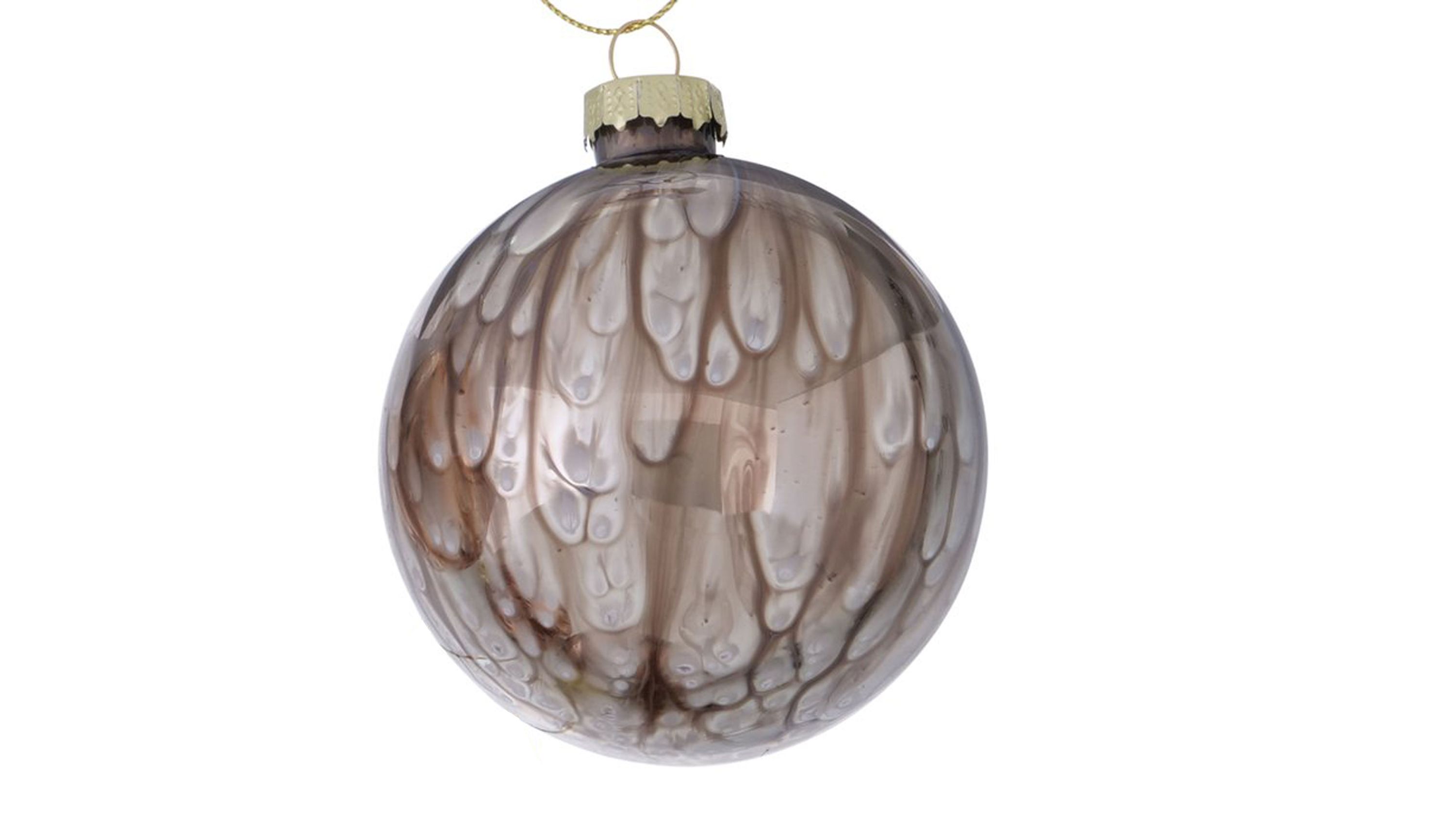 Weihnachtskugel Goldie II Braun marmoriert - Durchmesser ca. 10 cm