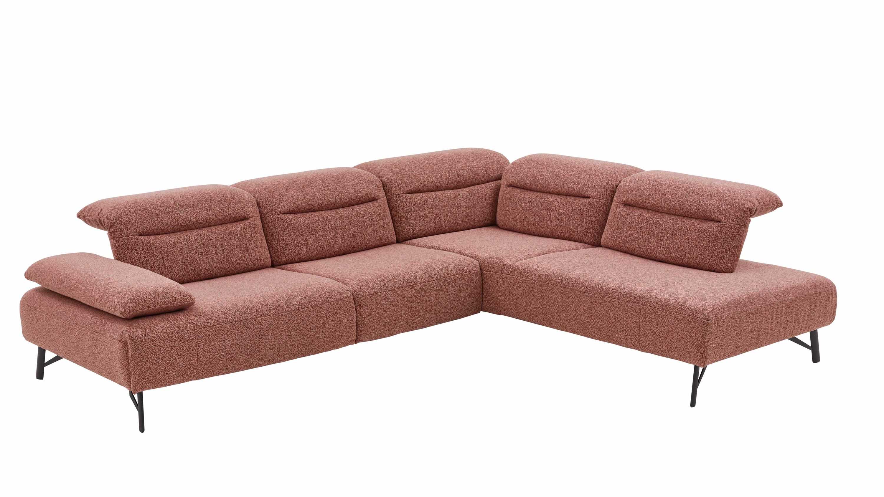Rotes Ecksofa mit Metallfüßen Rotes Ecksofa mit verstellbaren Rückenlehnen und Metallfüßen