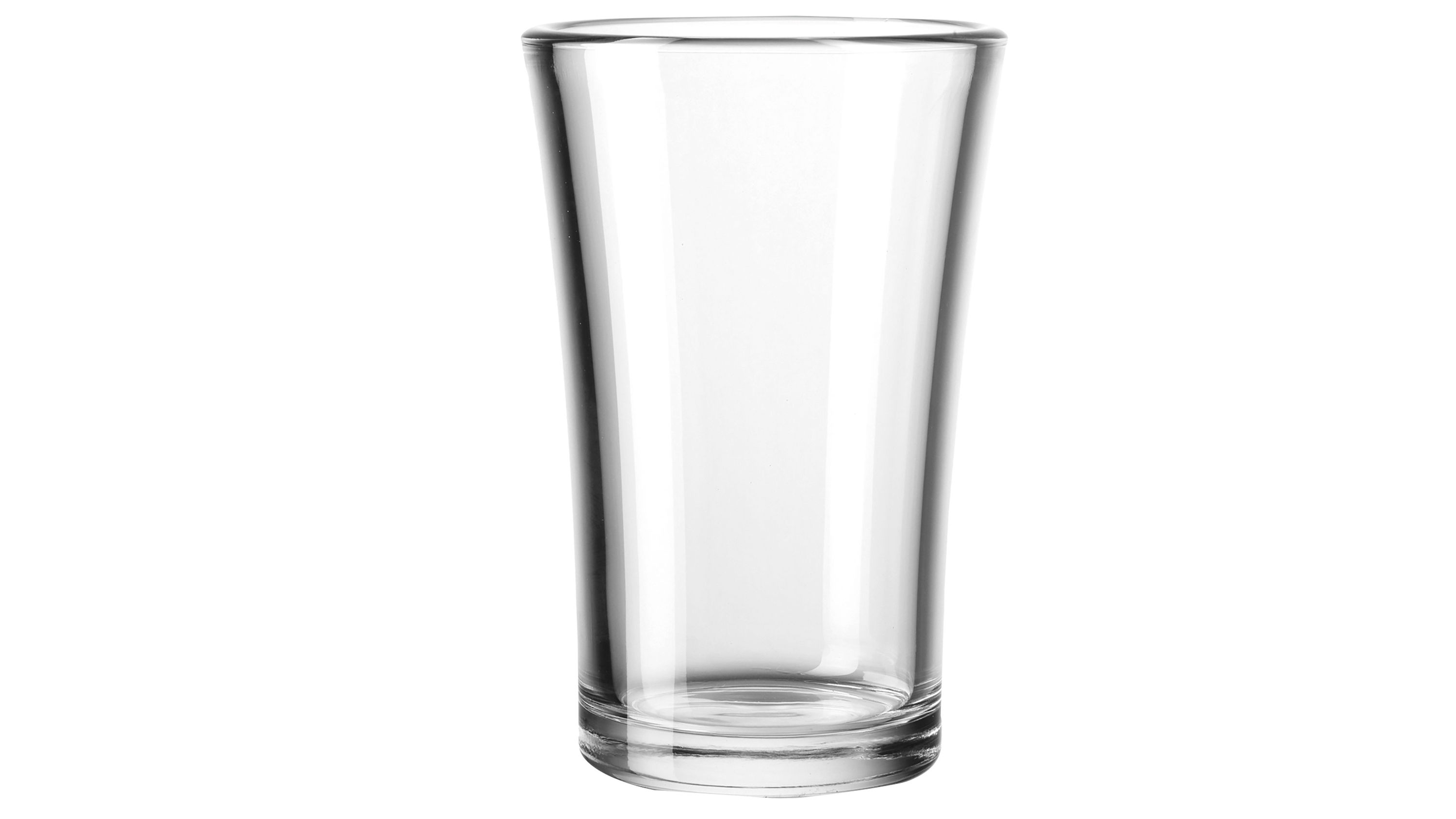 Klare Glasvase mit leicht nach außen gebogenem Rand und zylindrischer Form