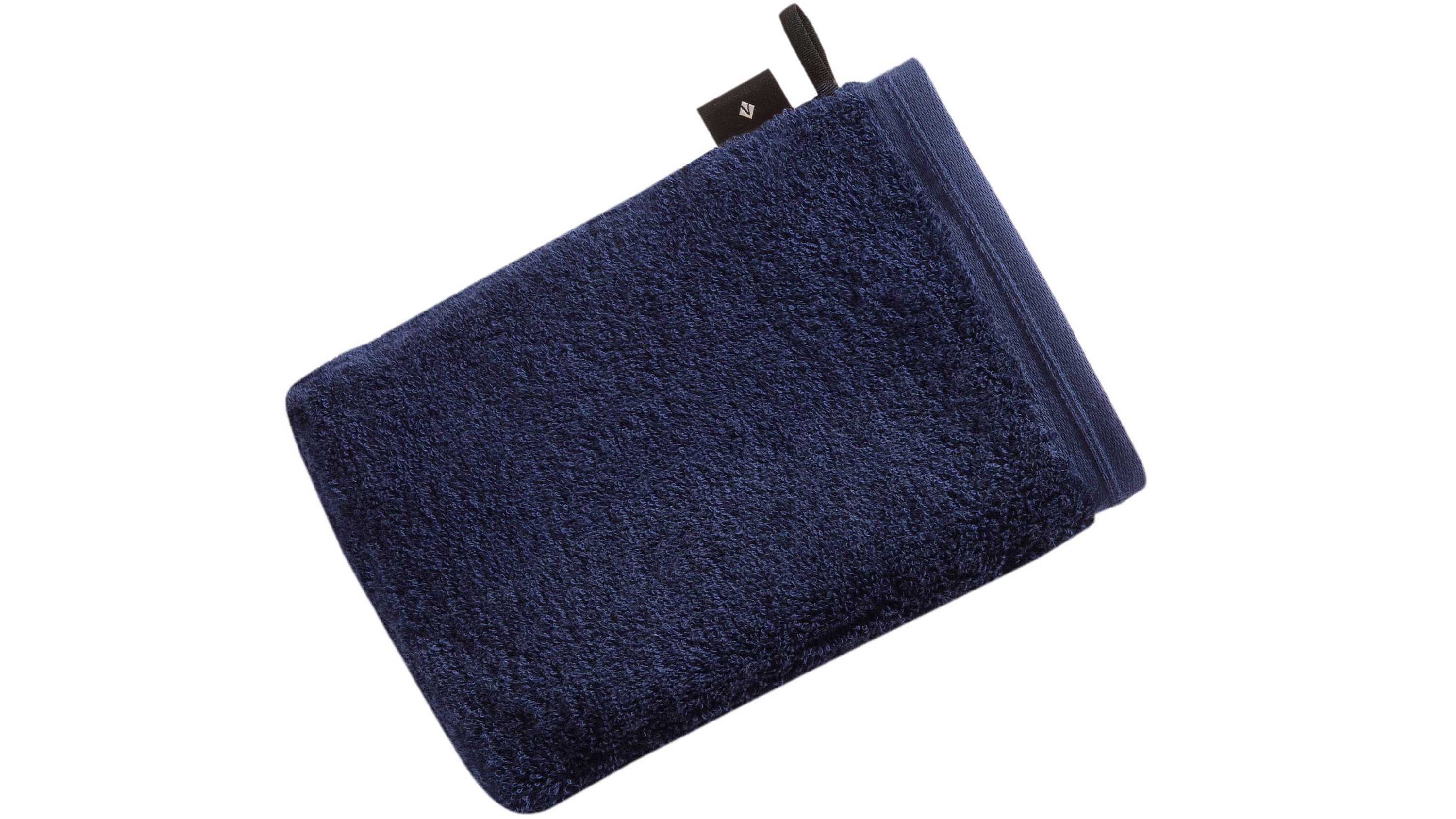 Marineblauer rechteckiger Waschhandschuh aus Frottee mit Schlaufe