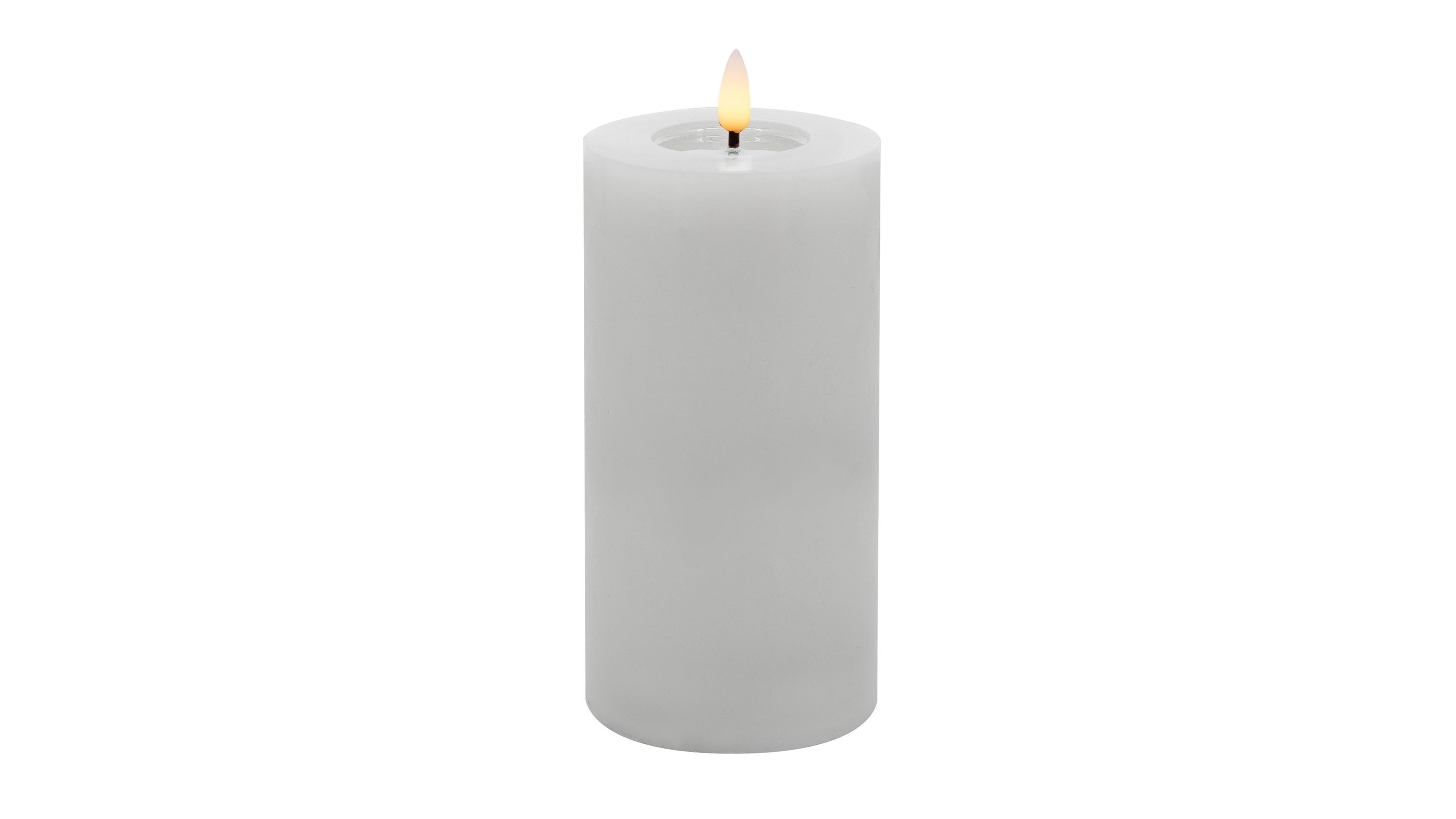Zylindrische graue LED-Stumpenkerze mit flackernder Flamme