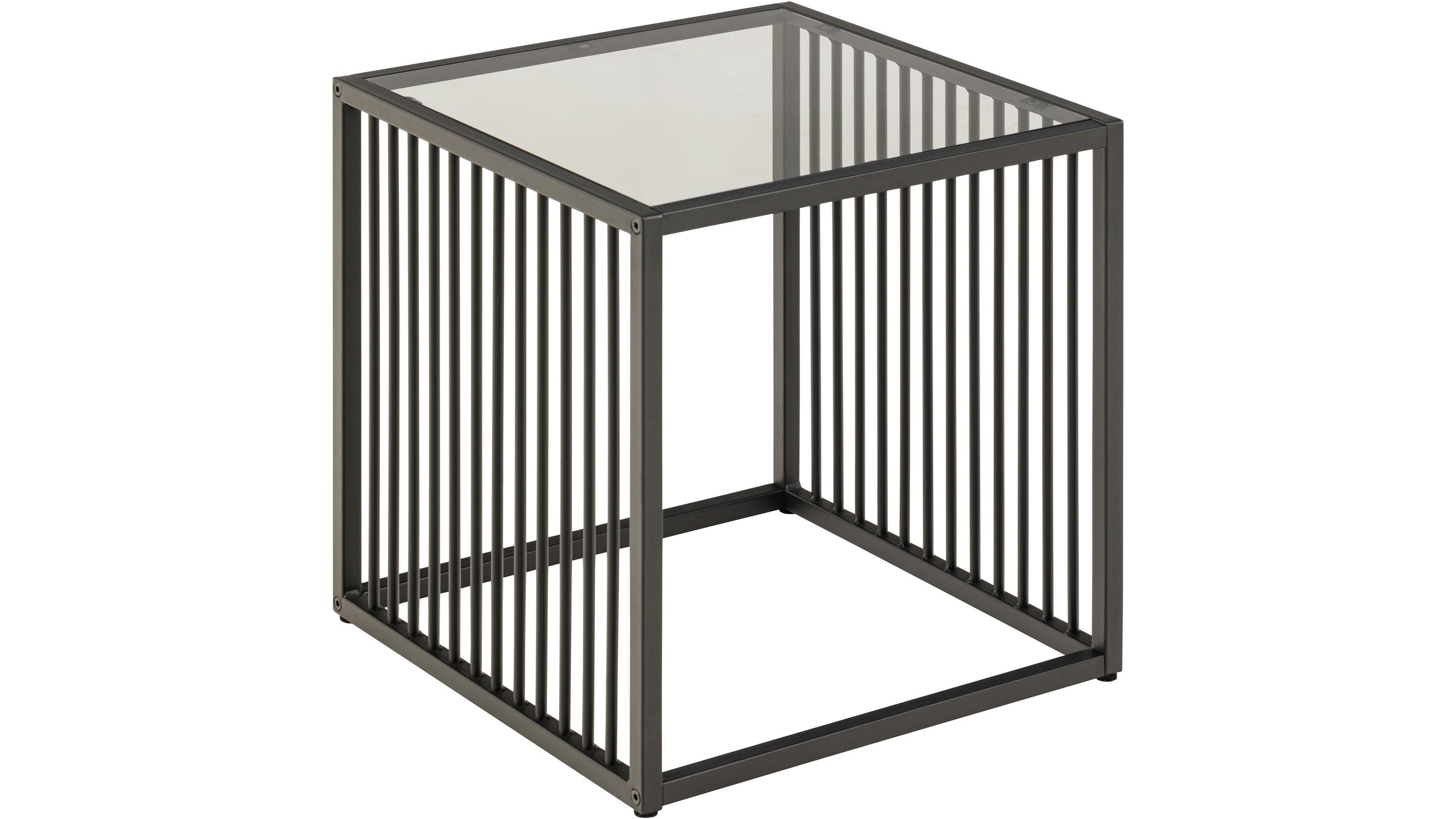 Beistelltisch Strington rauchfarbenes Glas & schwarzes Metallgestell