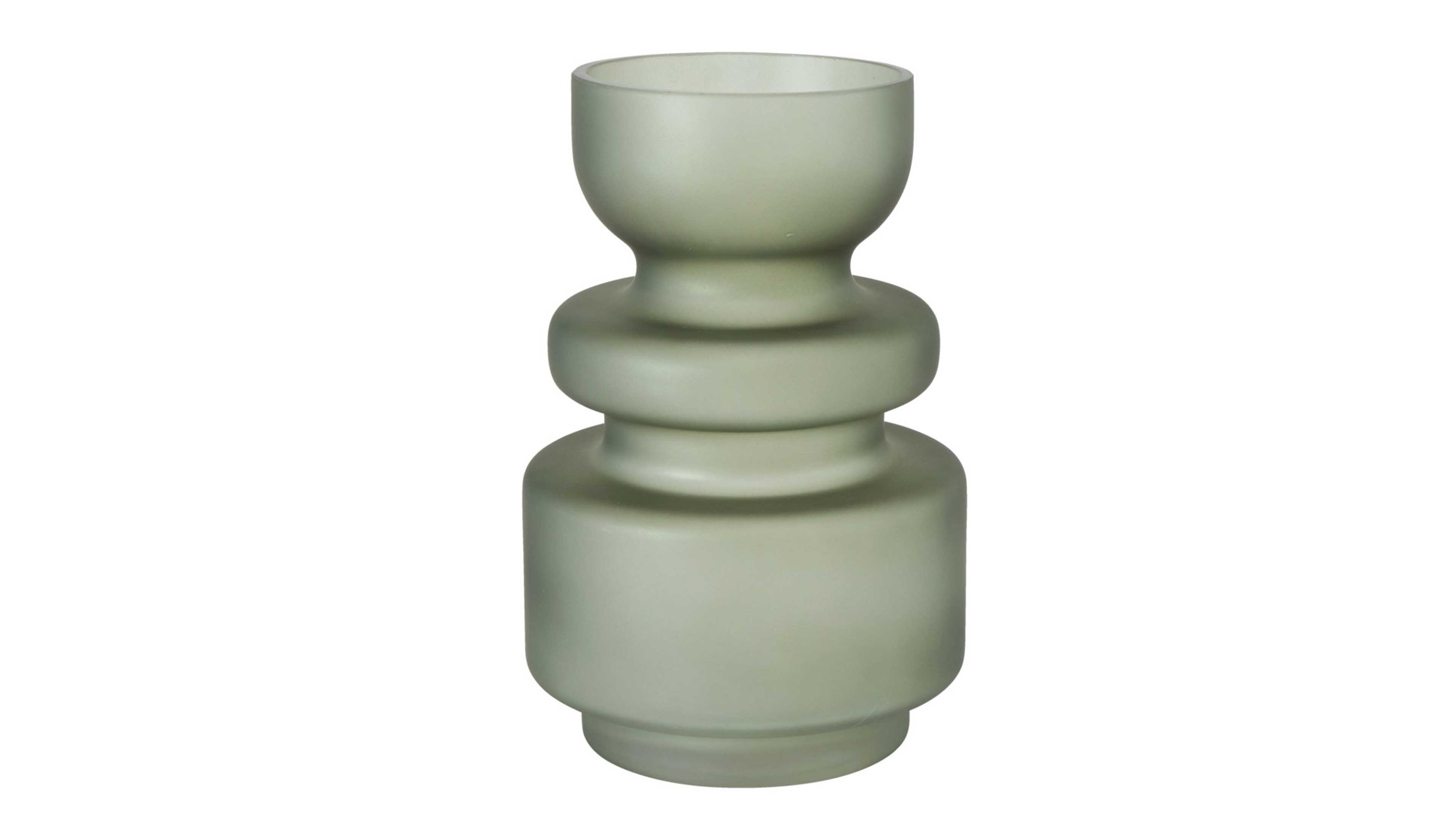 Vase mit runden gestuften Formen aus dunkelgrünem Glas