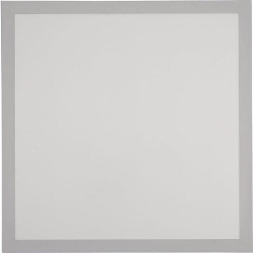 Deckenleuchte, Silber Draufsicht flacher quadratischer Deckenleuchte mit silbernem Rahmen und weißer Kunststofffläche