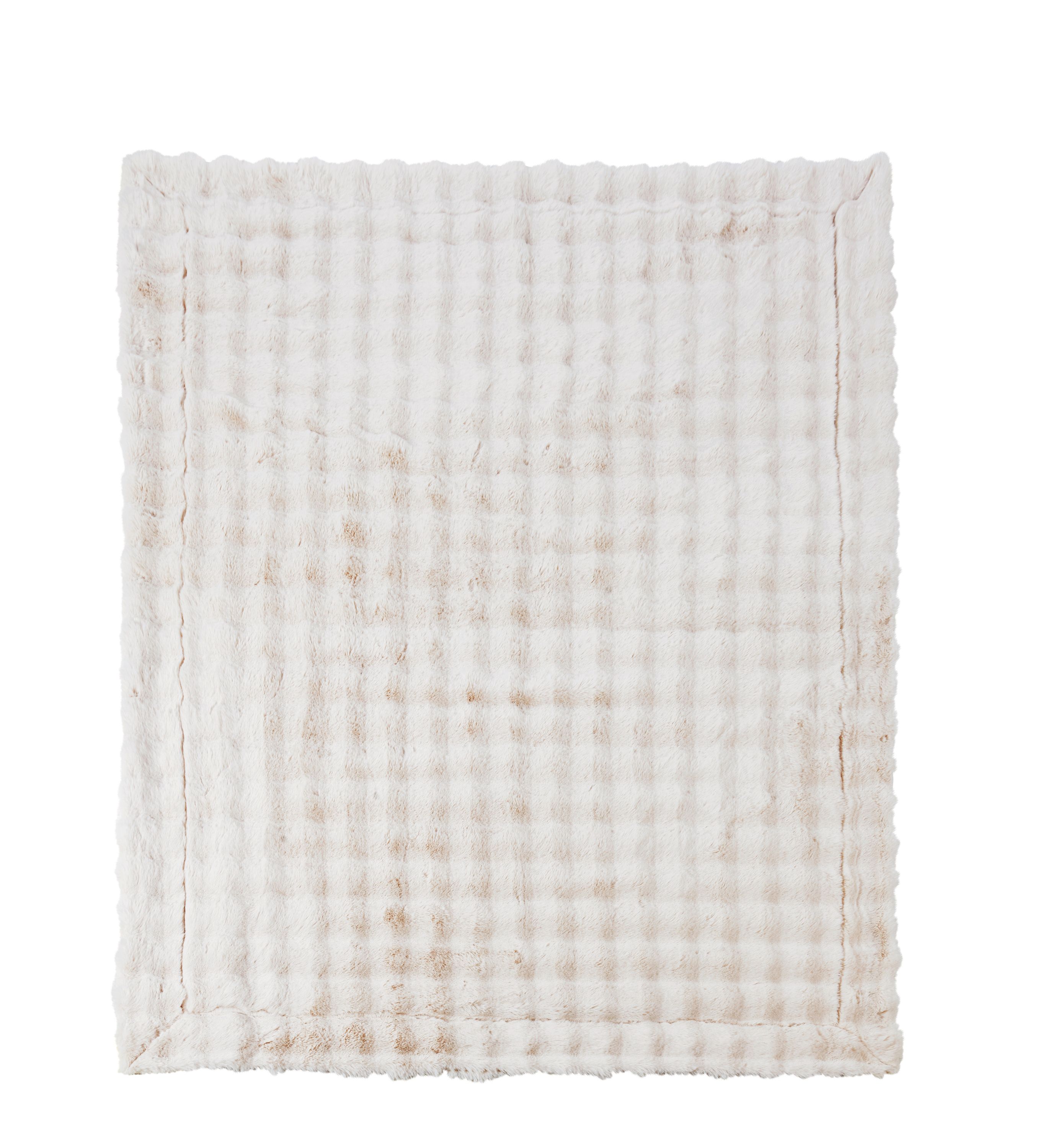 Quadratische Wohndecke mit Waffelmuster in weiß und beige