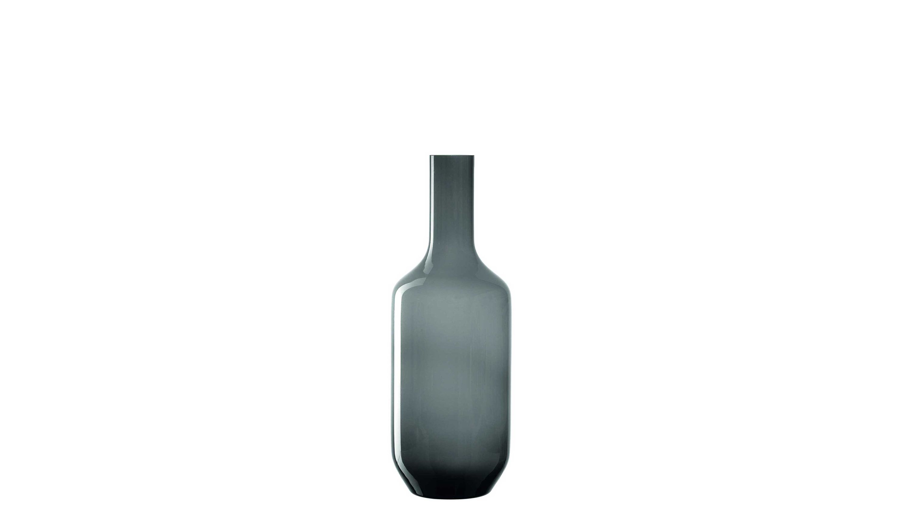 Graue Glasvase mit langem Hals Schmale graue Glasvase mit langem Hals und abgerundetem Boden
