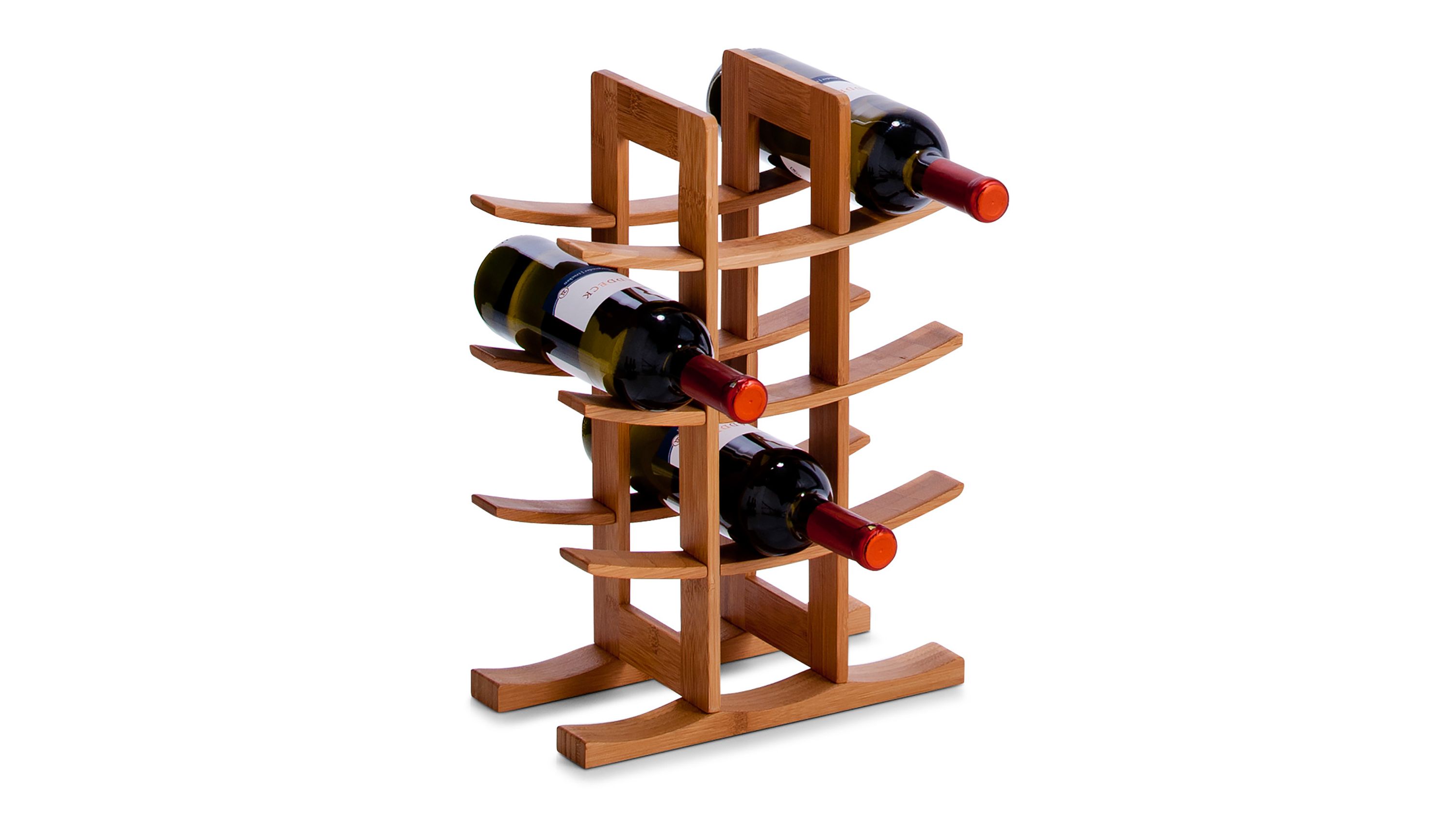 Weinregal aus lackiertem Holz mit mehreren Fächern zur Lagerung von Weinflaschen