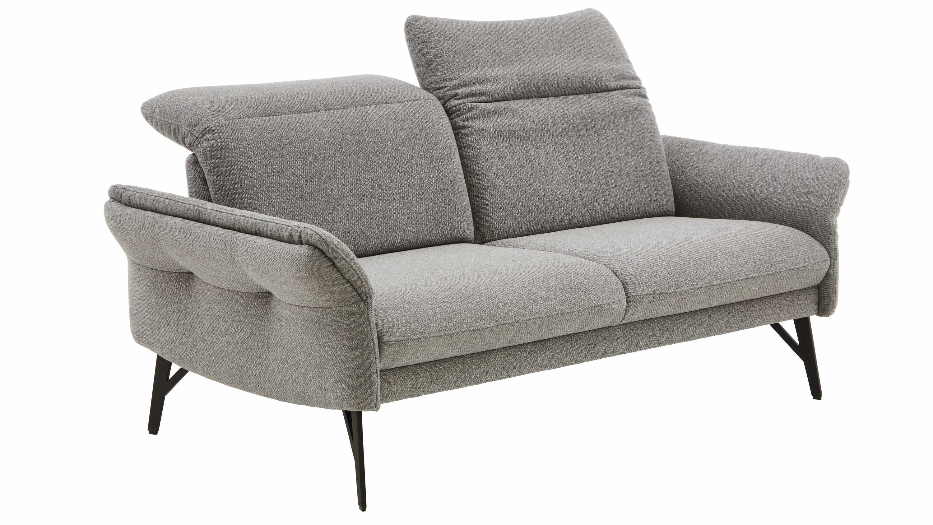 Dreisitziges Sofa mit gletscherfarbenem Stoffbezug und anthrazitfarbenen Metallfüßen