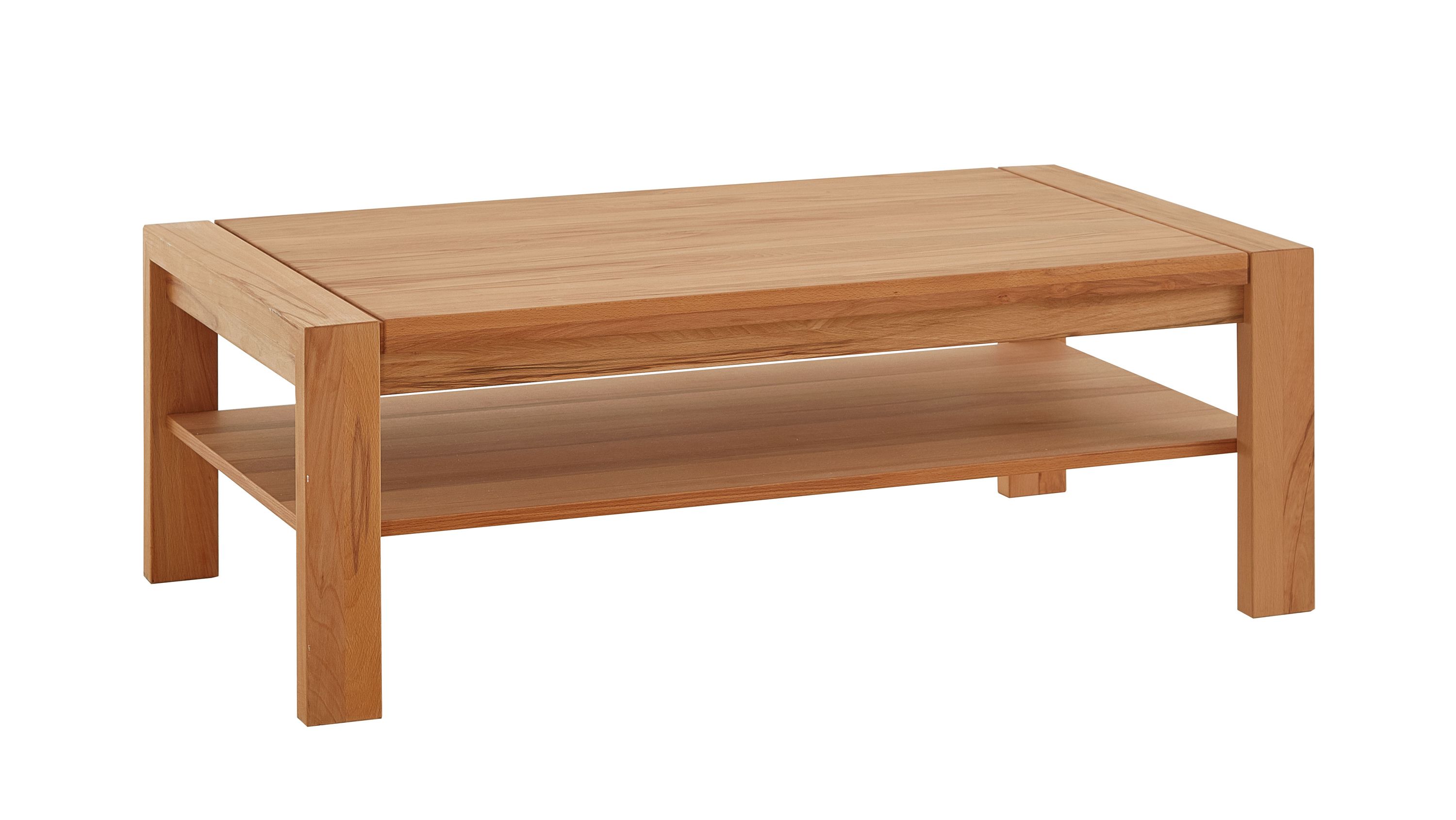 Couchtisch rechteckig naturfarben mit Ablage Rechteckiger Couchtisch mit Ablagefläche in naturfarbener Holzoptik