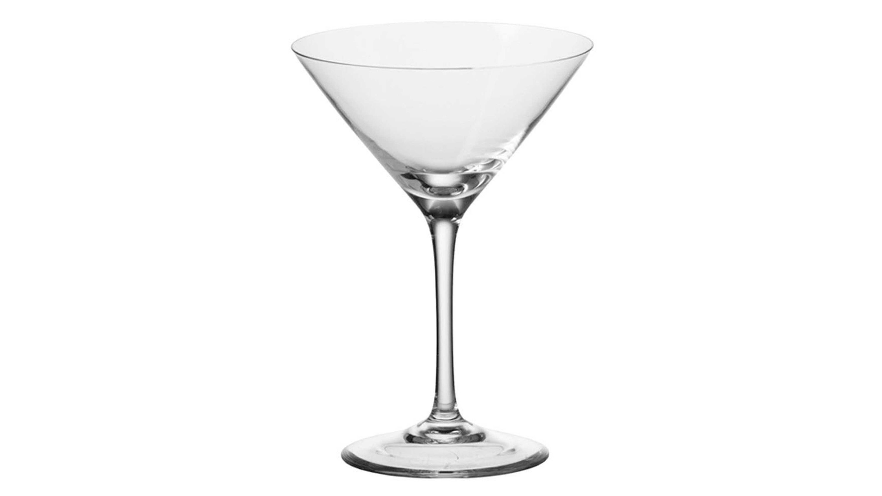 Klares Cocktailglas mit breiter konischer Form und langem Stiel