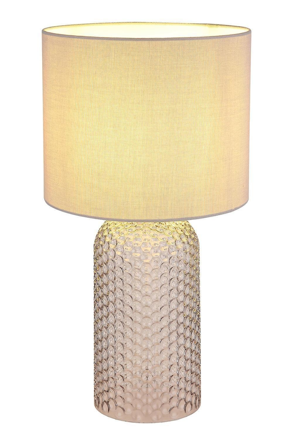 Globo Tischleuchte Sofia Lampe Leuchte Grau Modern Glas Stoff E27 Wippschalter