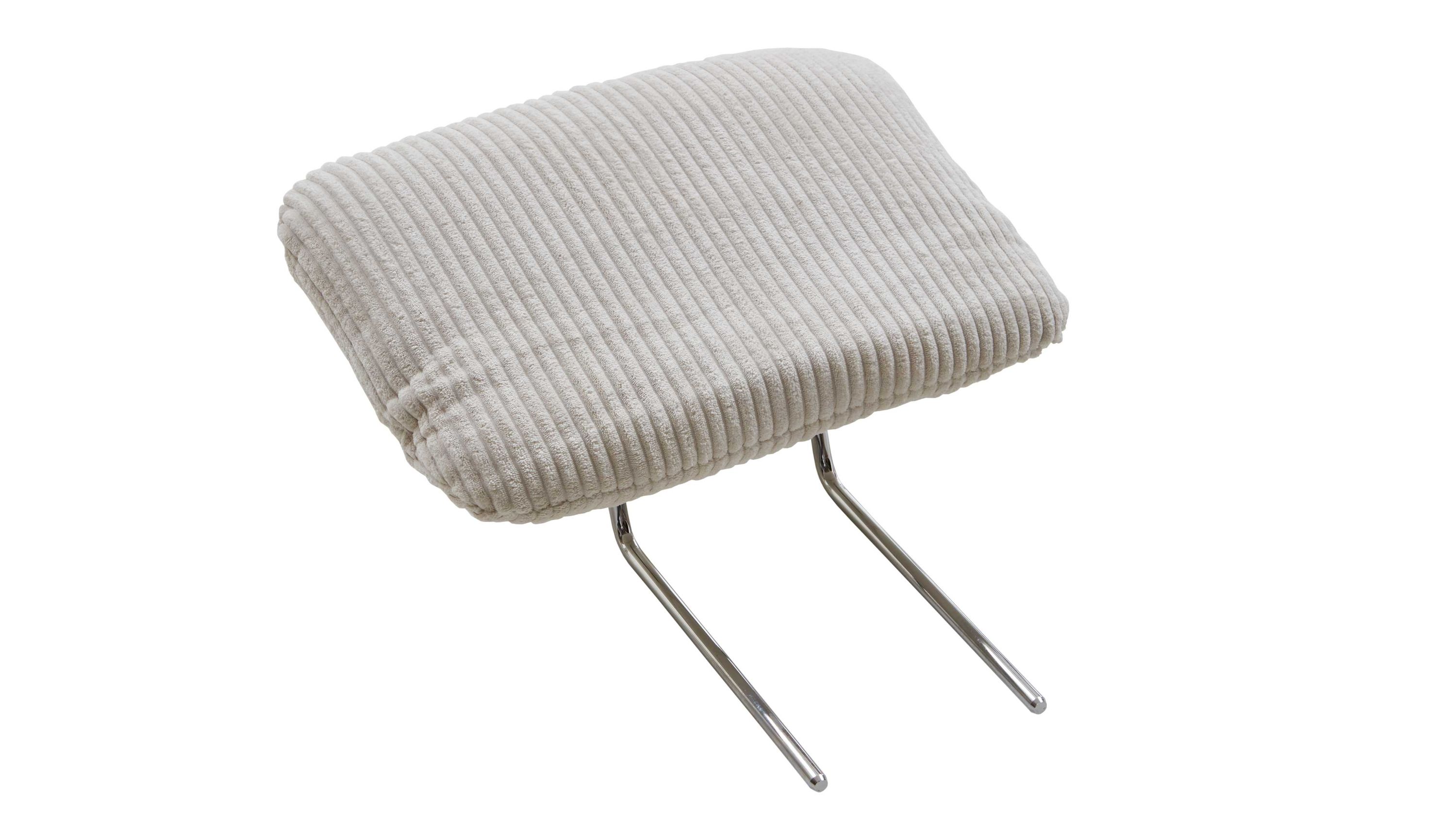 Naturfarbene gepolsterte Kopfstütze mit Cordbezug und zwei Metallstangen