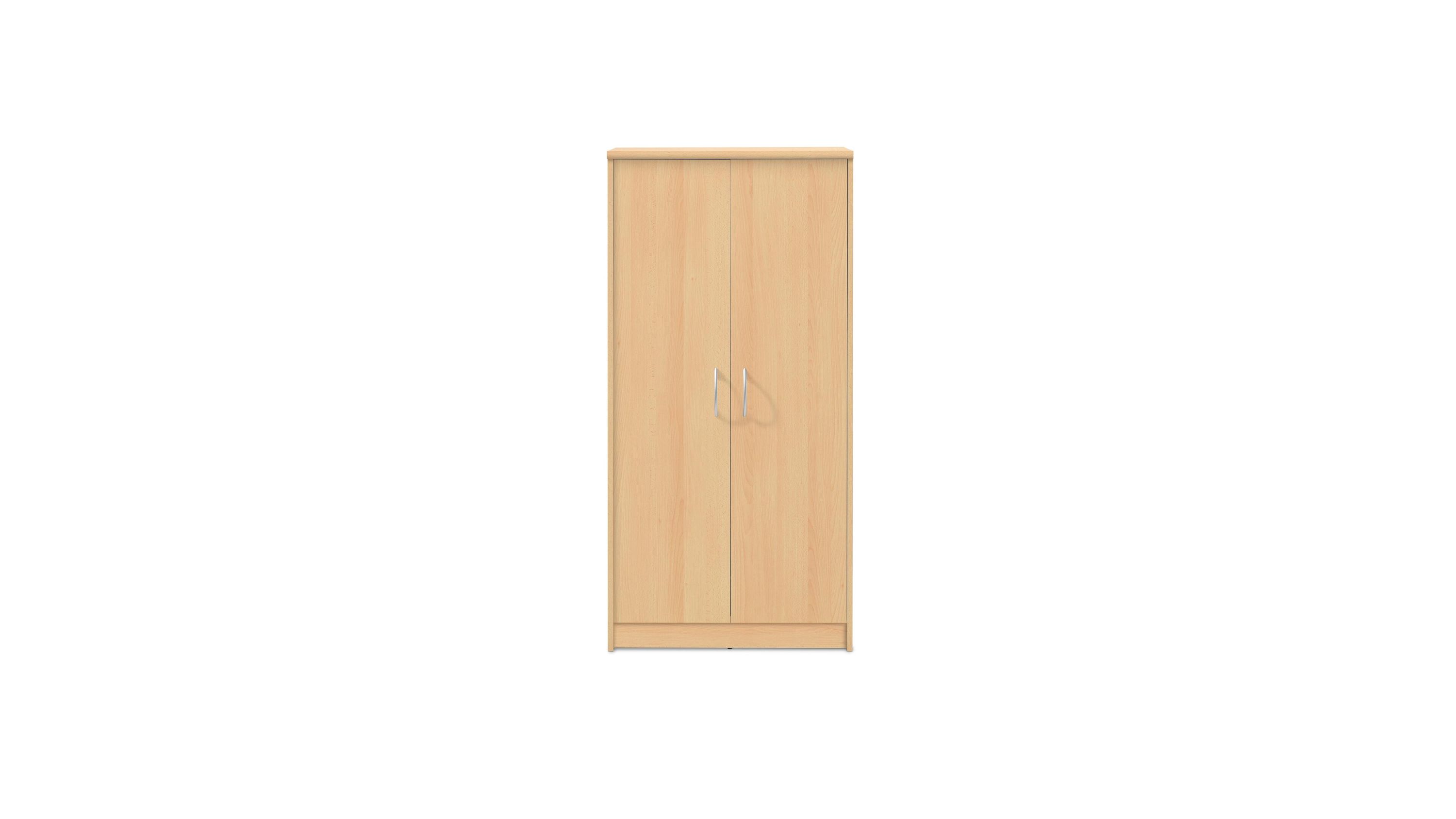 Schmaler Aktenschrank mit zwei Türen und buchefarbener Oberfläche