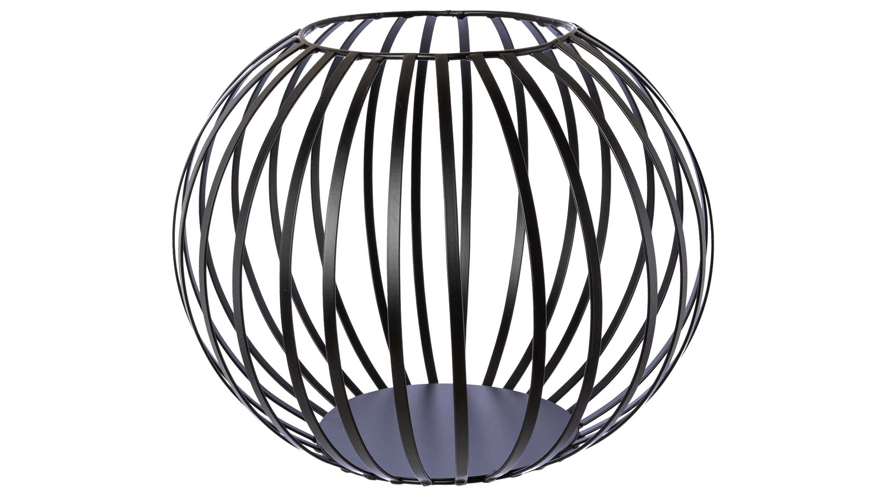 Rundes Windlicht aus schwarzen Metallstreifen mit offenem Gitterdesign