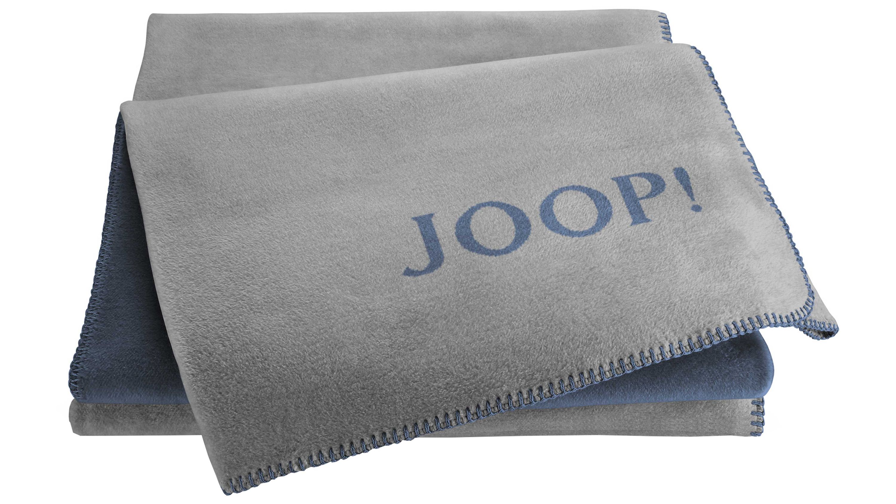JOOP! Wohndecke Uni Doubleface Silber & Navy  ca. 150 x 200 cm