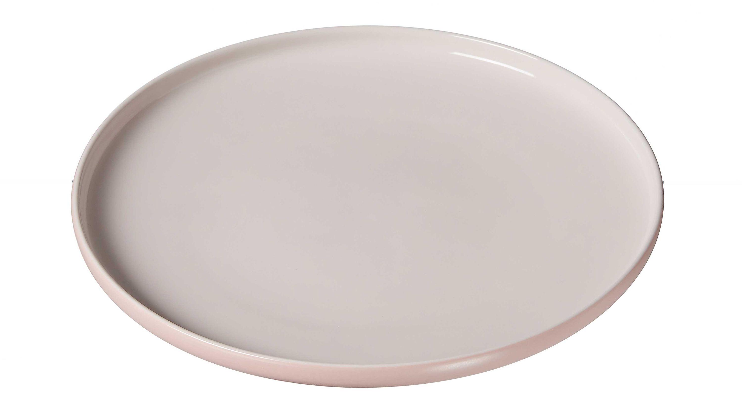 Runder rosa Essteller Runder Essteller mit flachem Rand in rosa Farbe