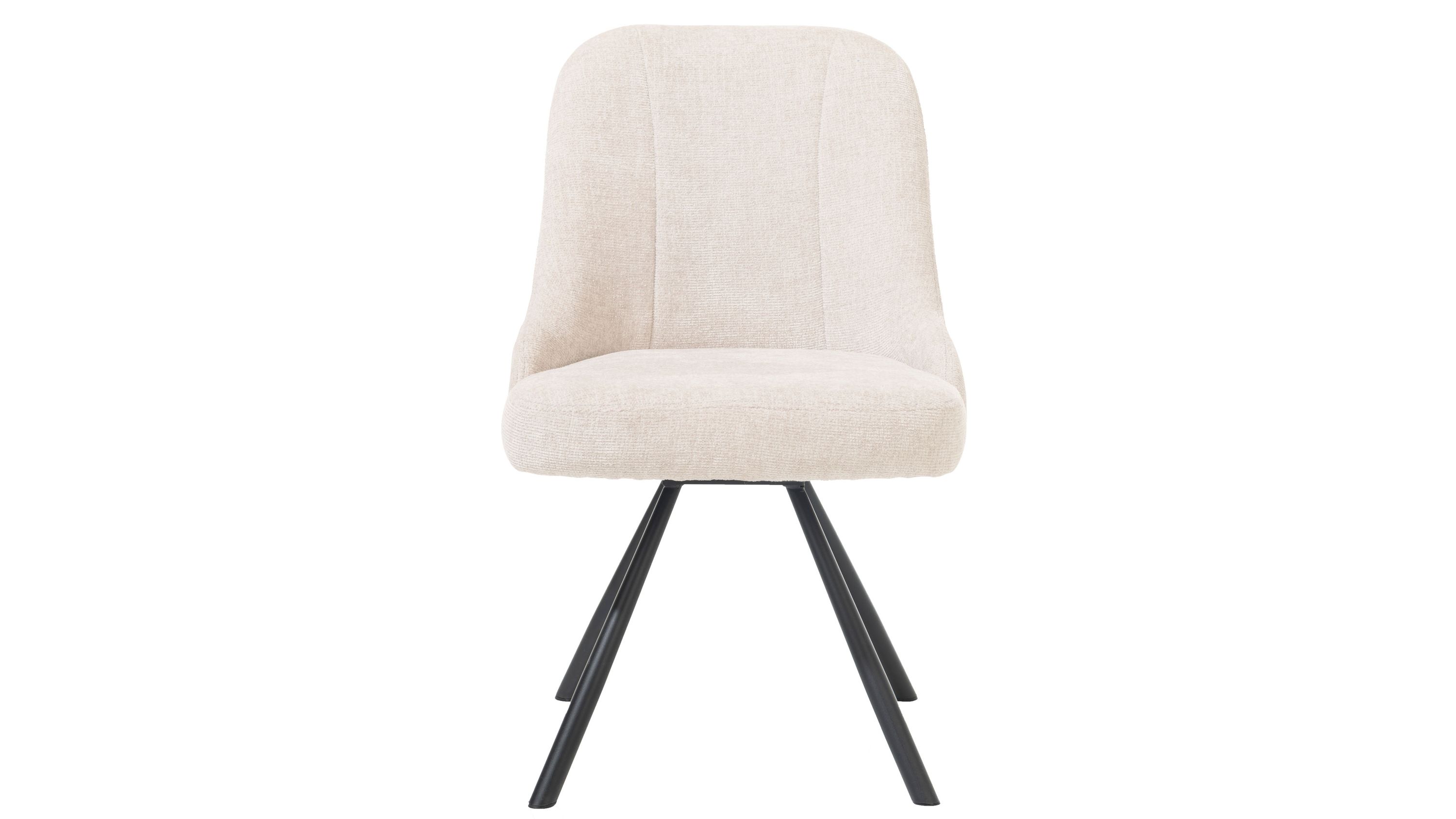 WOODS & TRENDS Polsterstuhl Emma mit Drehfunktion cremefarbener Bezug Vulcano & schwarzes Metall