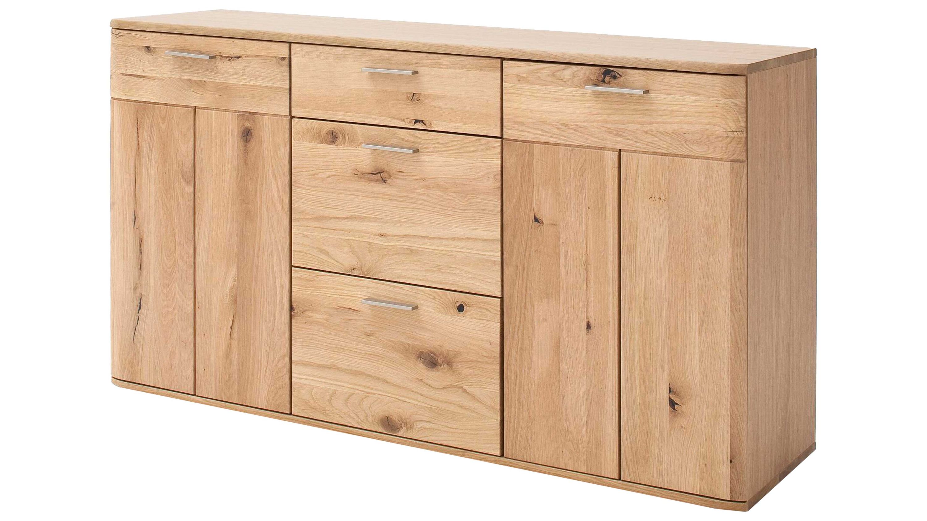 Kombikommode mit zwei Türen und drei Schubladen aus hellem Holz Kombikommode aus hellem Holz mit zwei Türen und drei Schubladen