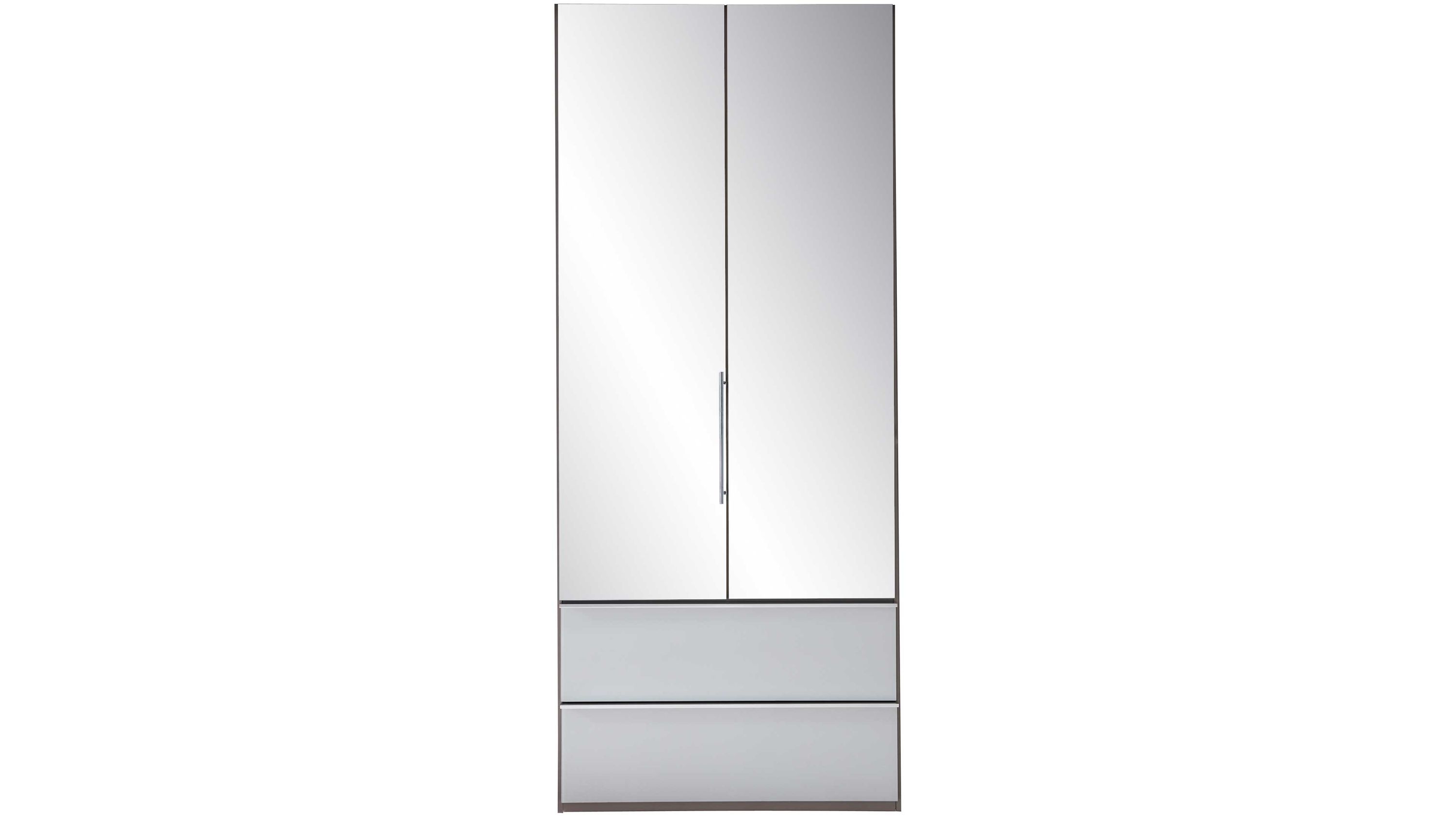 Interliving Kleiderschrank Serie 1205  Kleiderschrank 385 Kieselgrau & Spiegel  zwei Türen, zwei Schubladen, Breite ca. 100 cm